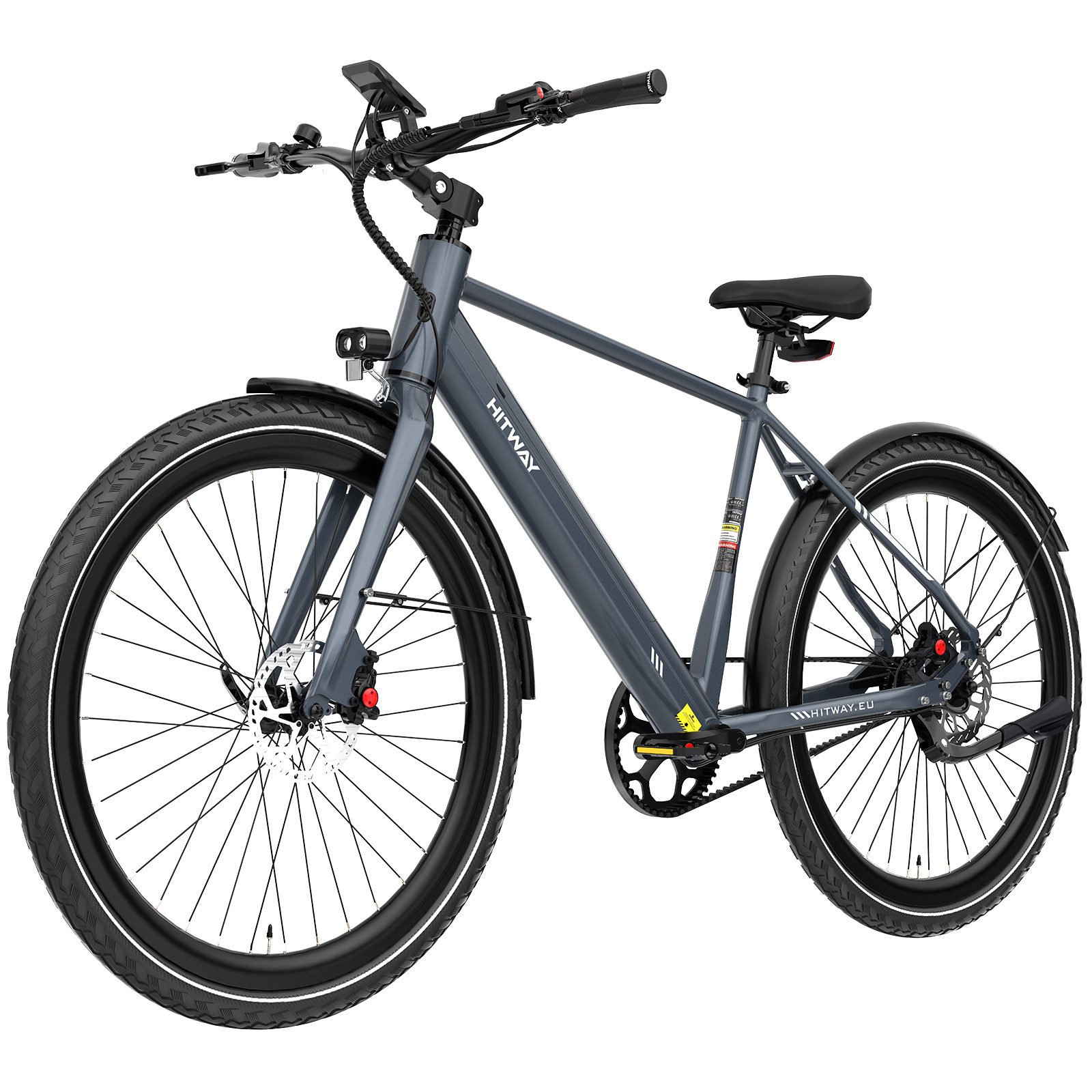 HITWAY E-Bike Cityrad 700C Elektrofahrrad,36V 12Ah Akku, Bis zu 80 km Reichweite, 1 Gang, Kettenschaltung, 250W Heckmotor, 374,4 Wh, E-Rennrad, StVZO Citybike für Damen und Herren mit GPS APP