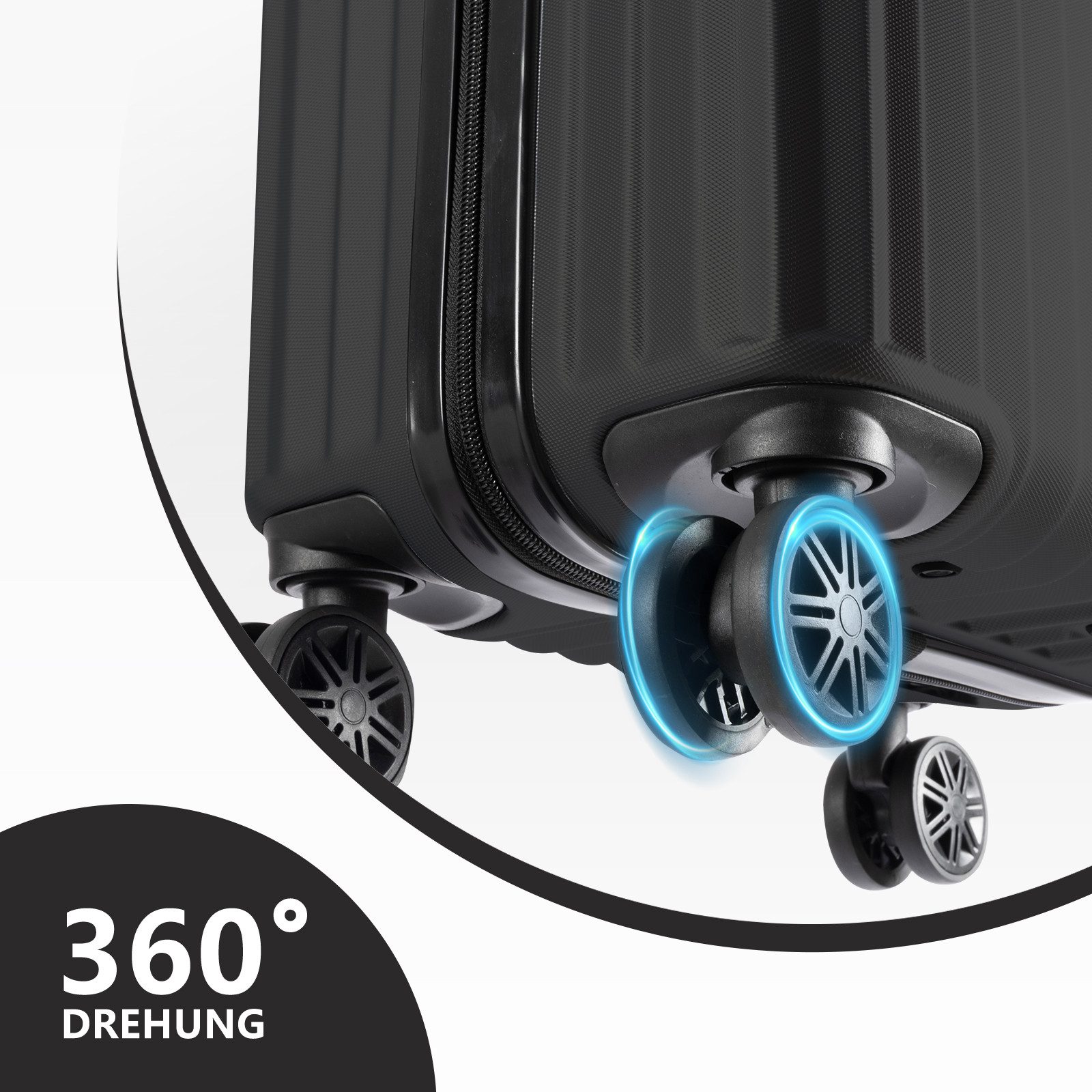 Abistab Hartschalen-Trolley Hartschalen Koffer, robuster Reisekoffer, 4 Rollen, mit Zahlenschloss, Koffer & Trolleys 57/66/76cm, 40/60/100L – Bild 4 von 5