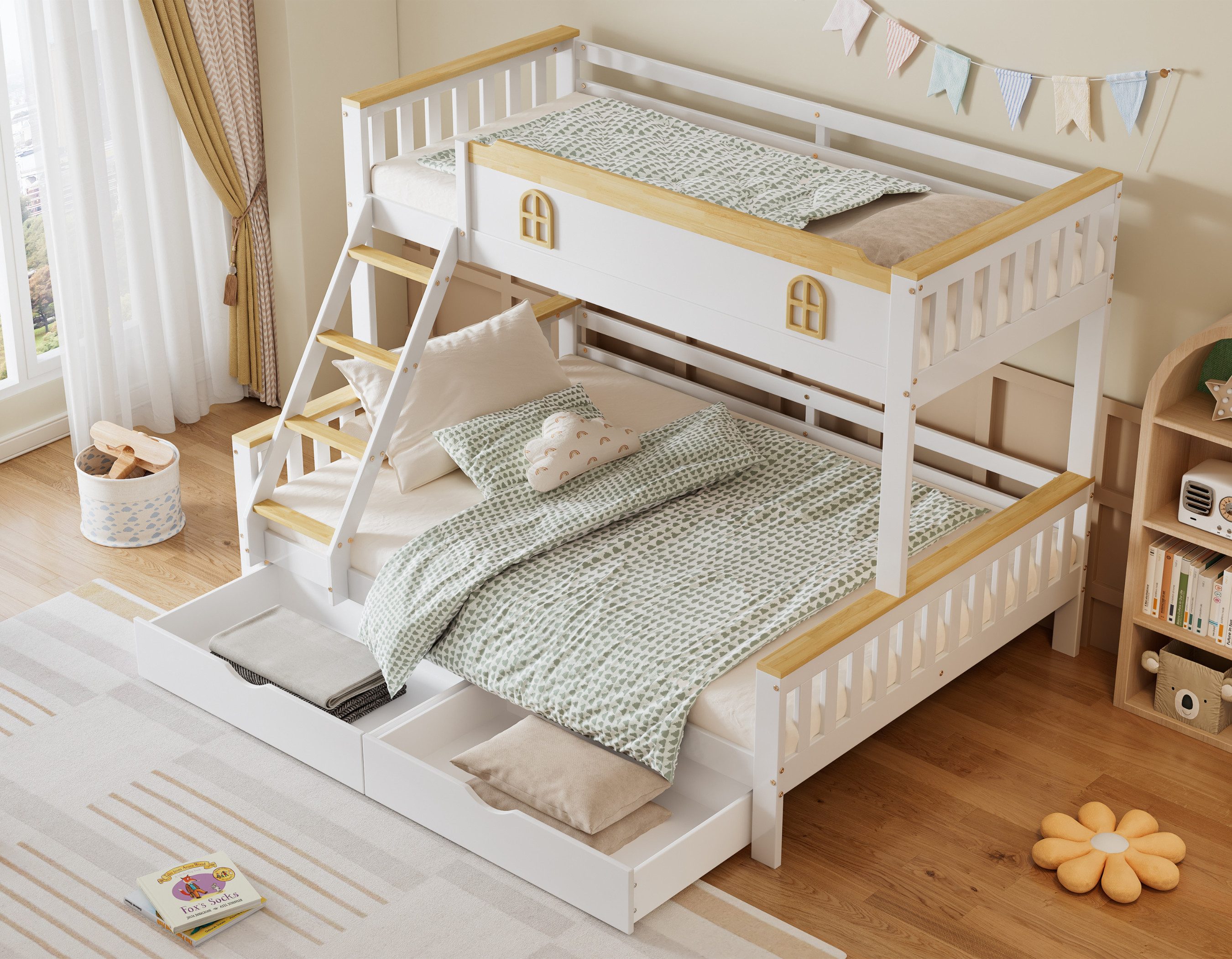 SeedWave Etagenbett Holz-Kinderbett mit Viertel-Treppe und günstig online kaufen