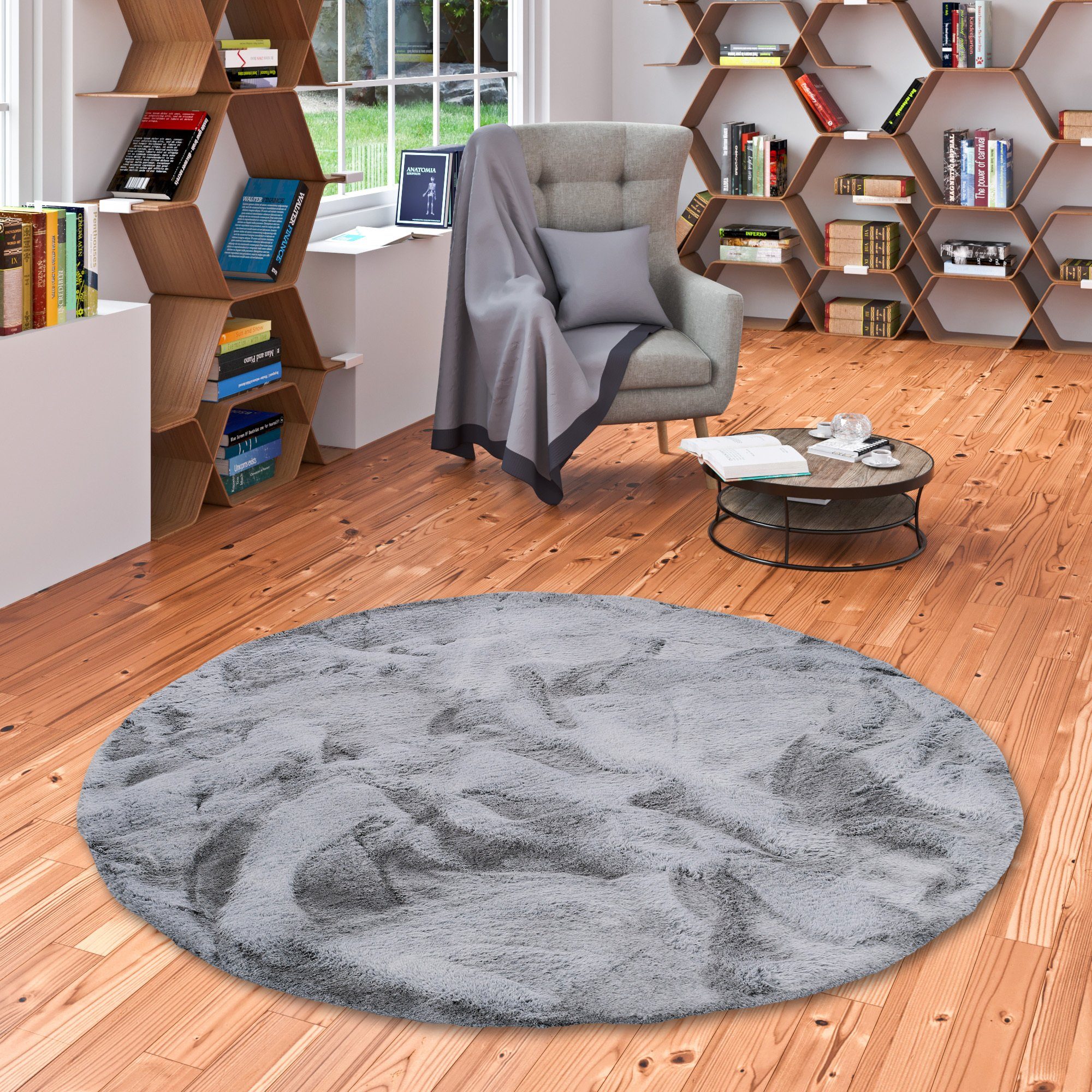Pergamon Fellteppich Fellteppich Luxus Super Soft Plush Rund, Rund, Höhe: 25 mm