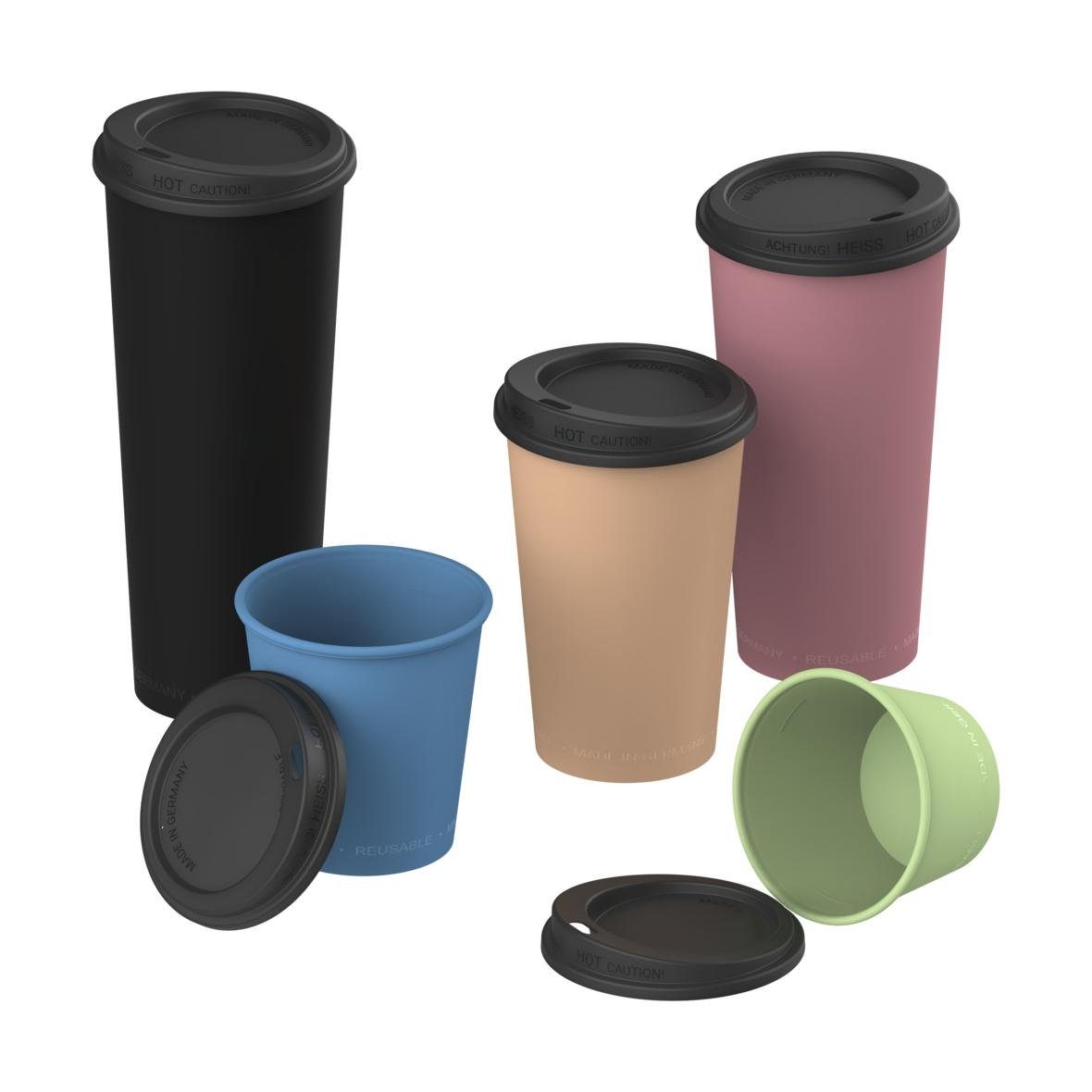 elasto Becher to Go 500 ml Trinkbecher BPA-frei Mehrwegbecher für unterwegs, Made in Germany, Spülmaschinengeeignet, 100% recylebar, Becher