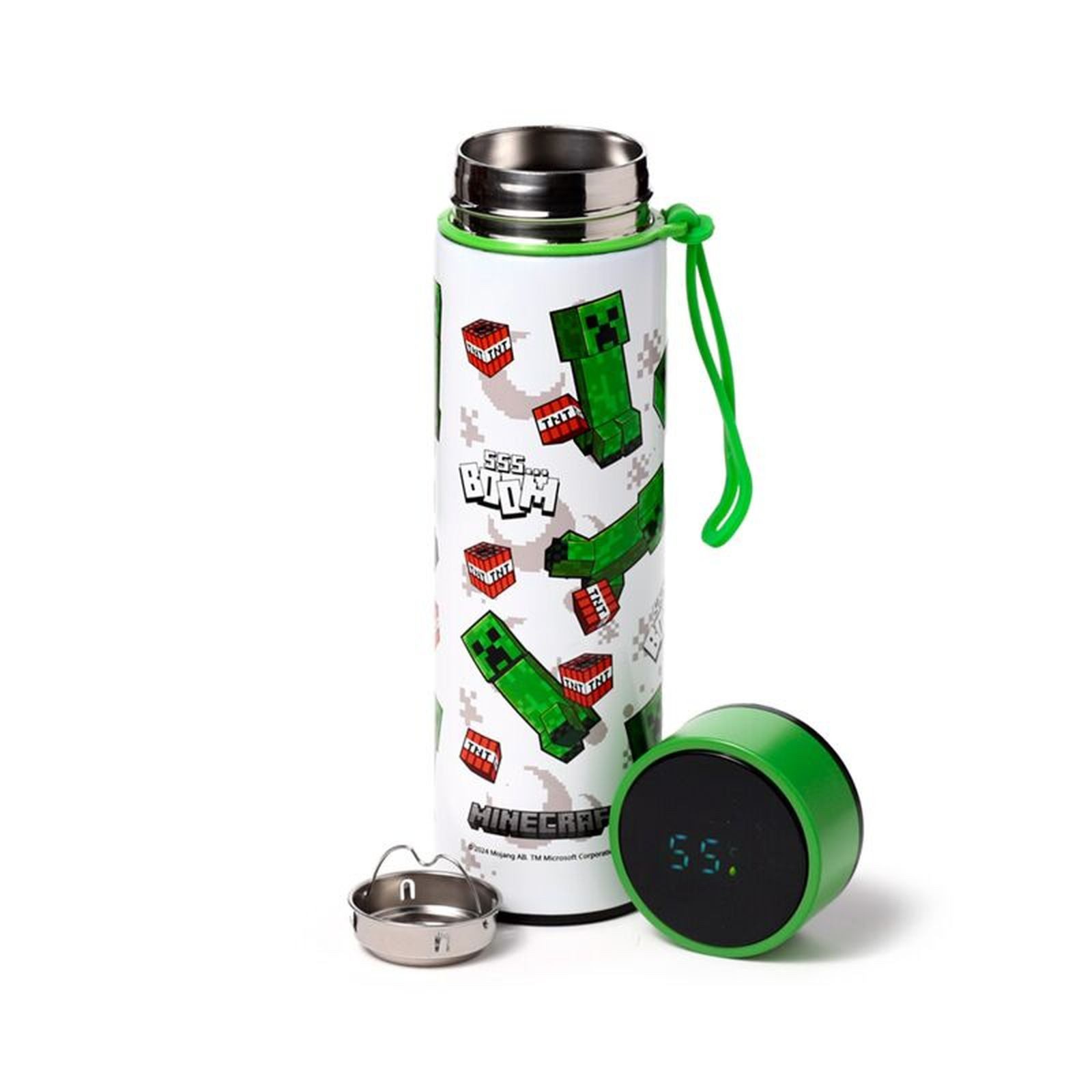 Puckator Trinkflasche Isolierflasche mit Digital-Thermometer, 450 ml