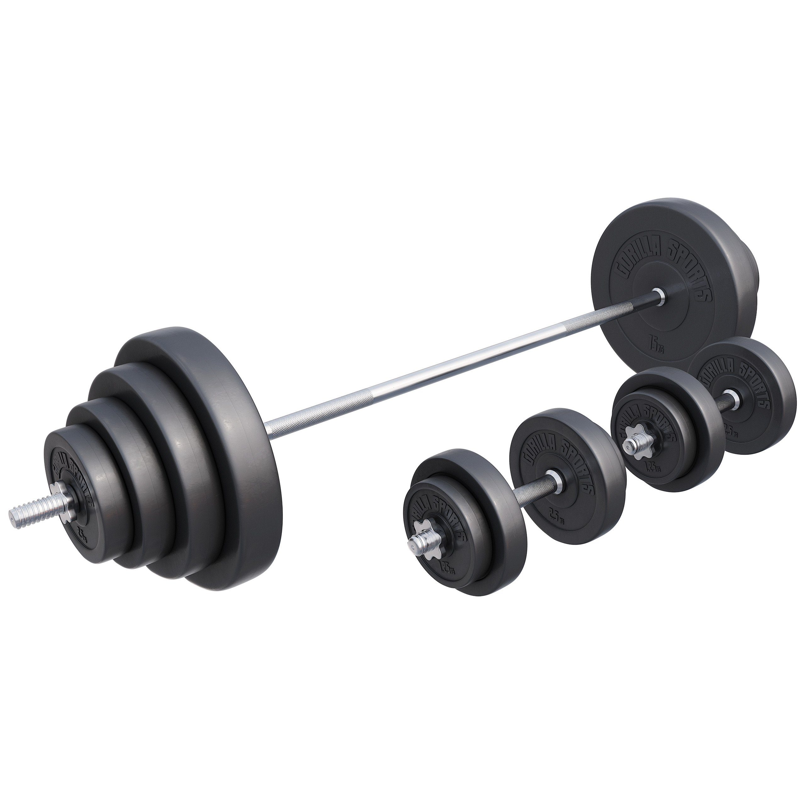 GORILLA SPORTS Langhantel Langhantelset Kunststoff 60 kg - 130 kg