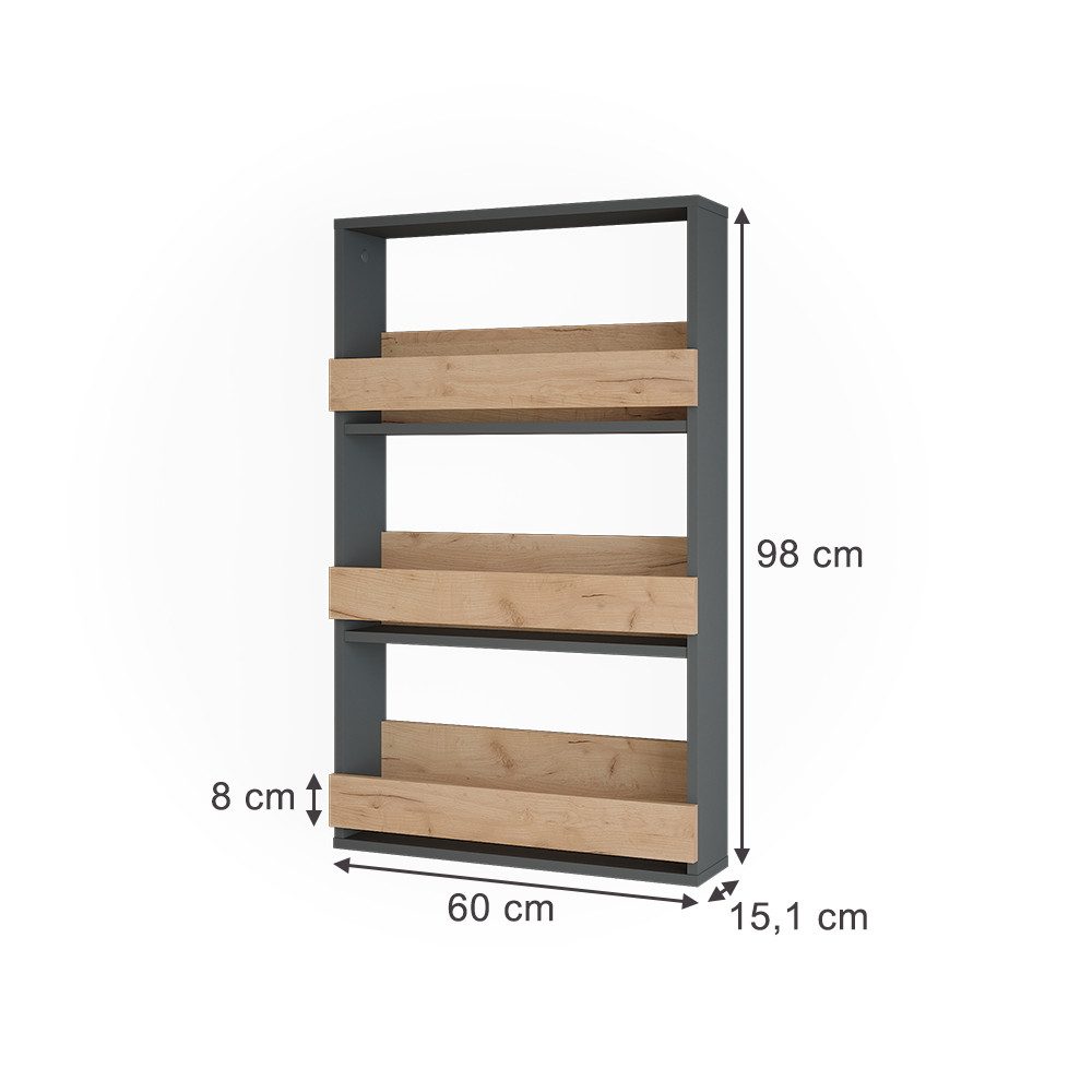 Vicco Weinregal Repose, Goldkraft Eiche/Anthrazit, 60 x 98 cm günstig online kaufen