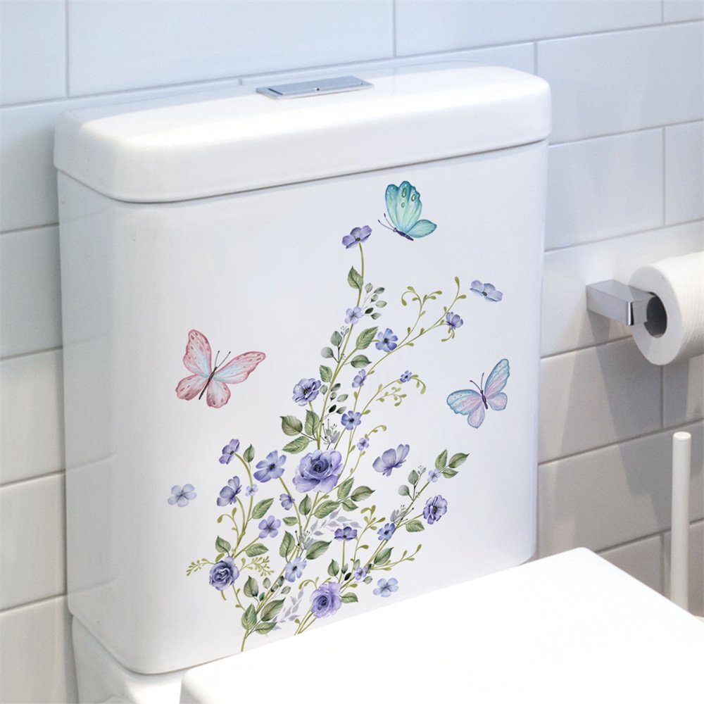 Rouemi Wandtattoo Blume Wandaufkleber, wasserfester Aufkleber Schlafzimmer Toilette