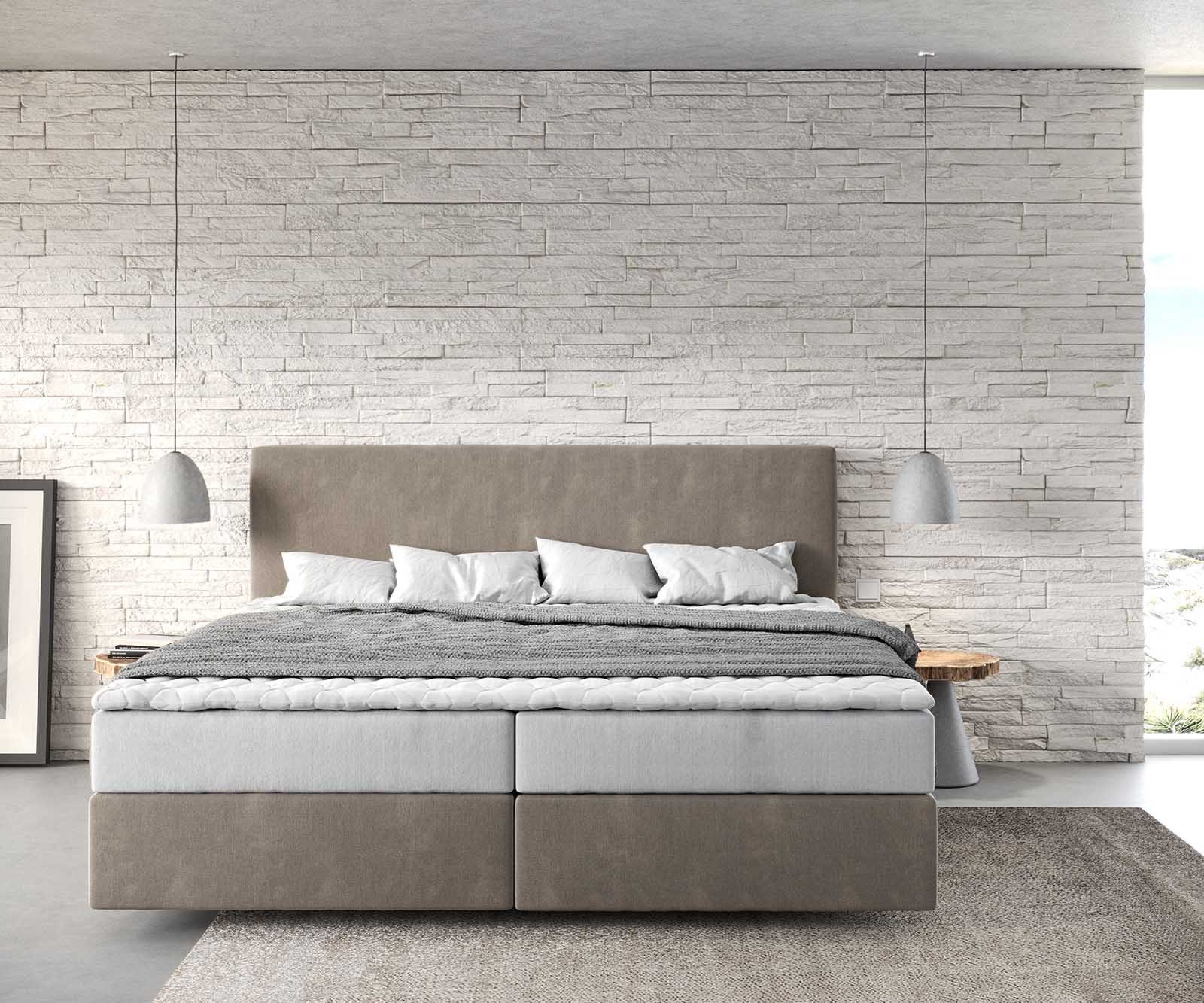 DELIFE Boxspringbett Dream-Well, Mikrofaser Beige 200x200 günstig online kaufen