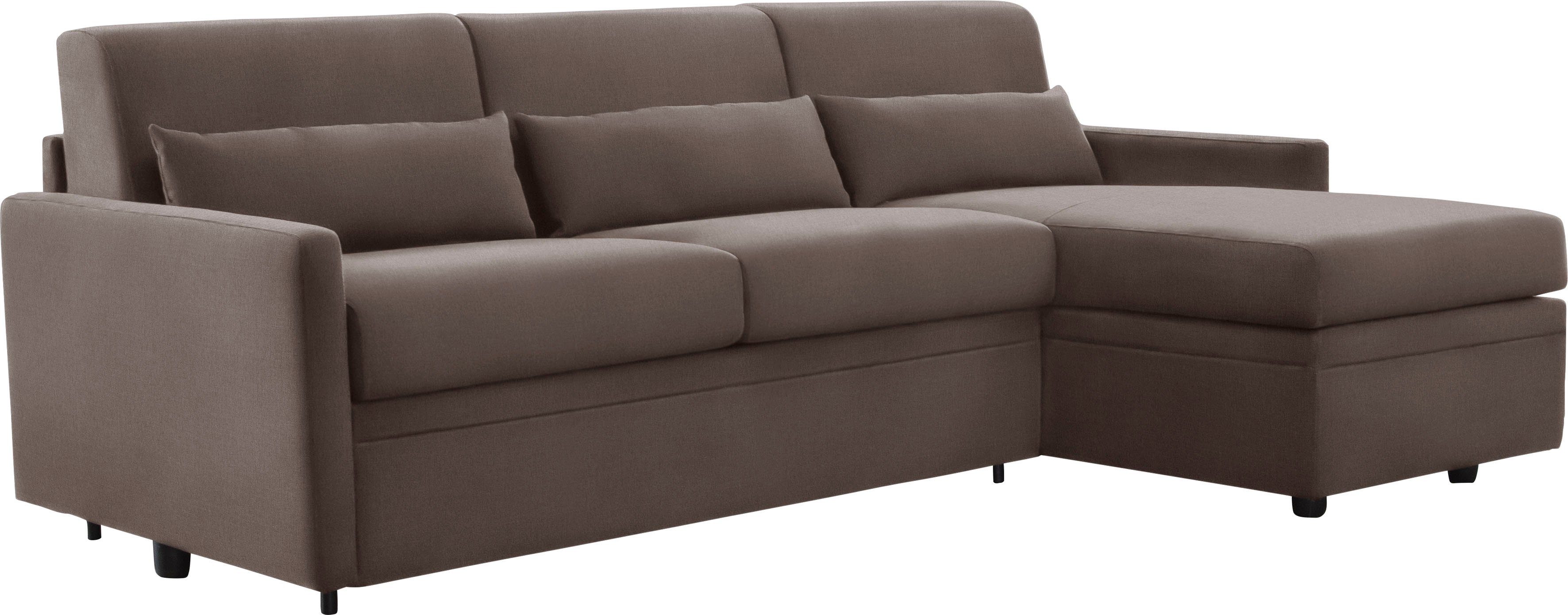 Nias Italia Ecksofa Avellino, mit Bettfunktion, Matratze und Metallgestell, Liegefläche 140/208 cm braun | Ecksofas