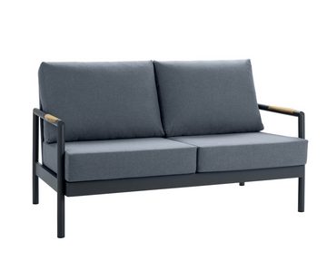 Dehner Gartenlounge-Set Brooklyn, 4-teilige Sitzgruppe, anthrazit, mit 2-Sitzer-Sofa, 2 Sesseln und 1 Tisch, inkl. gemütliche Polster