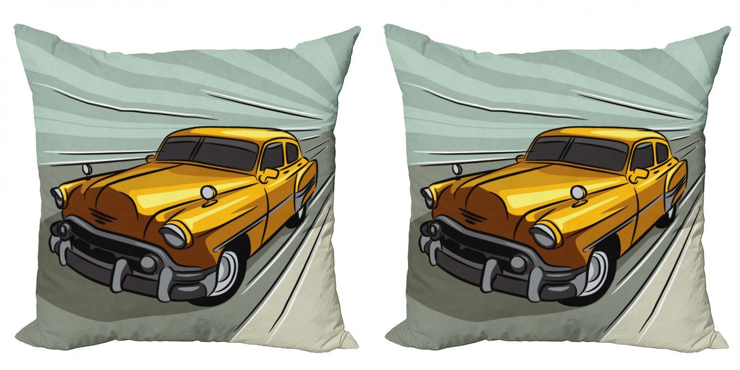 Kissenbezüge Modern Accent Doppelseitiger Digitaldruck, Abakuhaus (2 Stück), Autos Yellow Fahrzeug Speeding