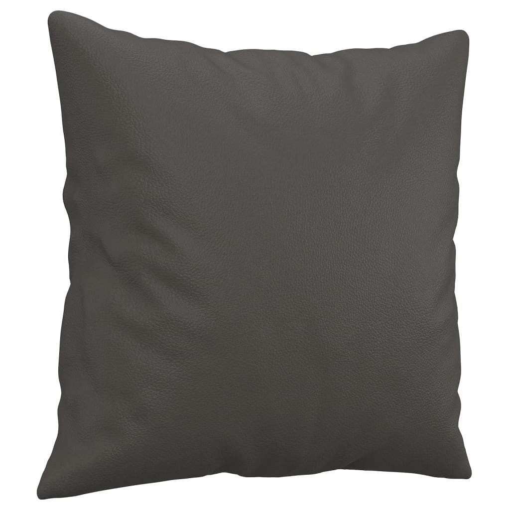 vidaXL Zierkissen Zierkissen 2 Stk. Grau 40x40 cm Kunstleder, (1 St)