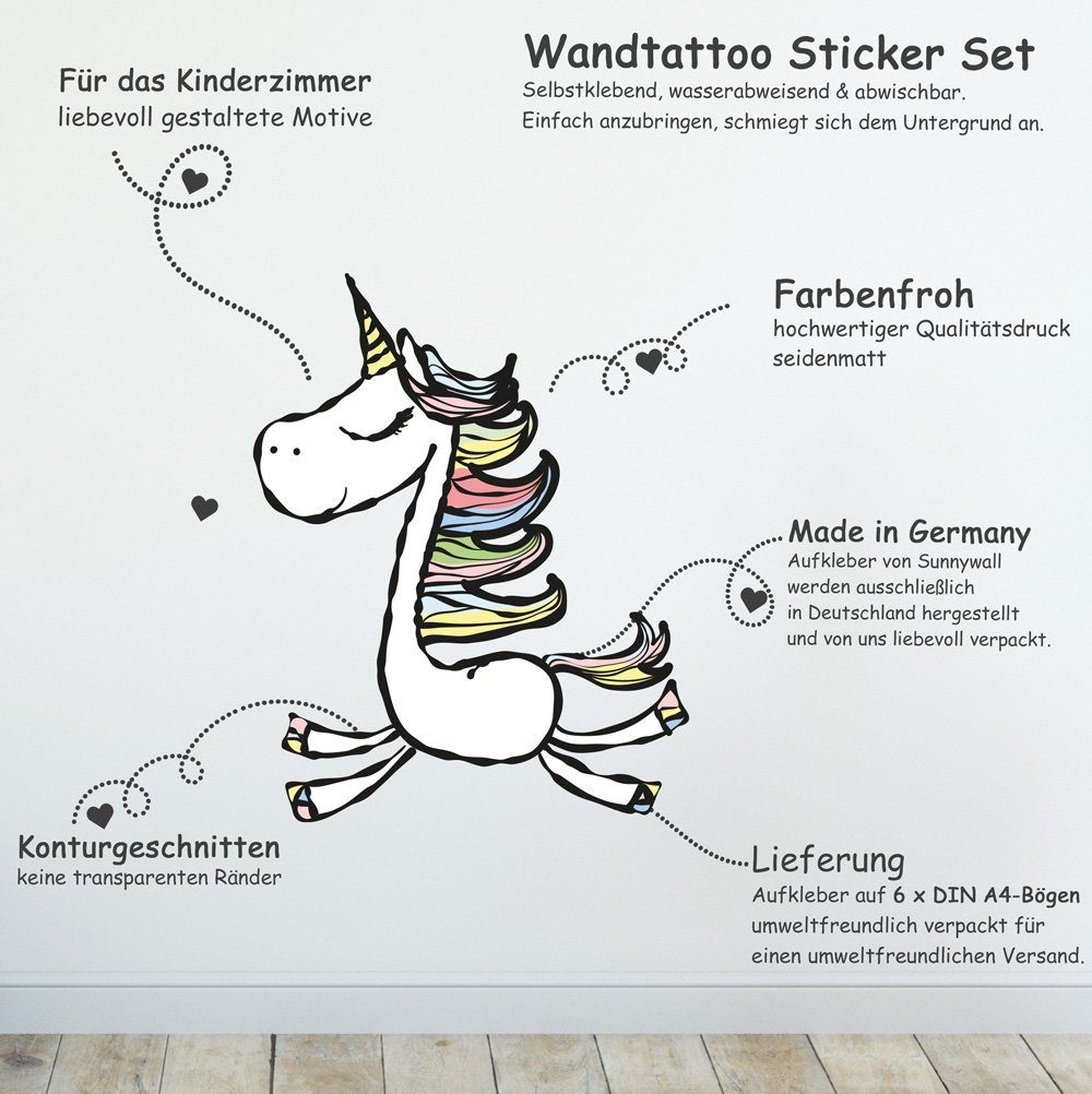 Sunnywall Wandtattoo Wandsticker - Einhorn - Unicorn - Wandtattoo Kinderzim günstig online kaufen