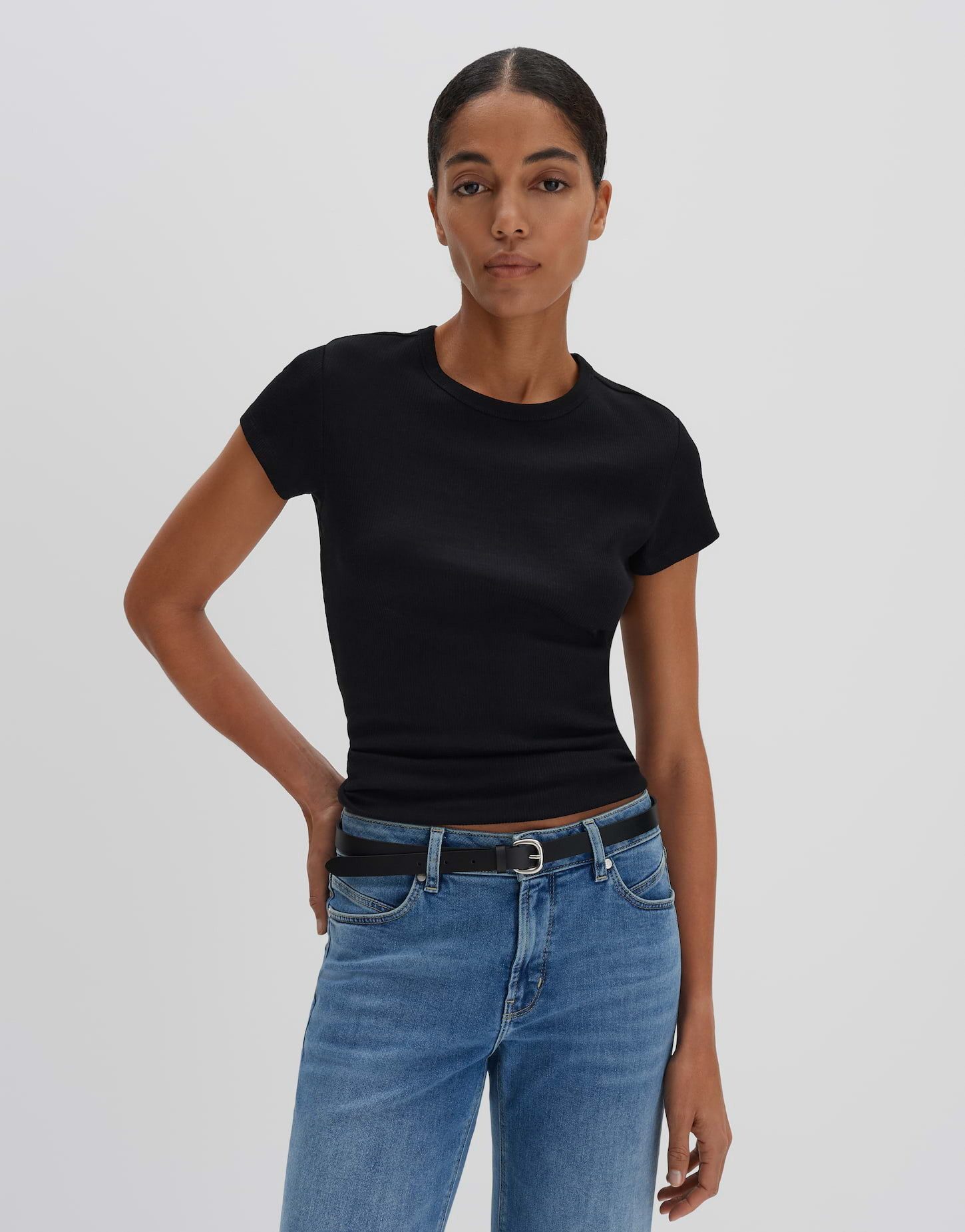 someday Kurzarmshirt Rippshirt KLEOH Slim aus BCI Cotton Mix