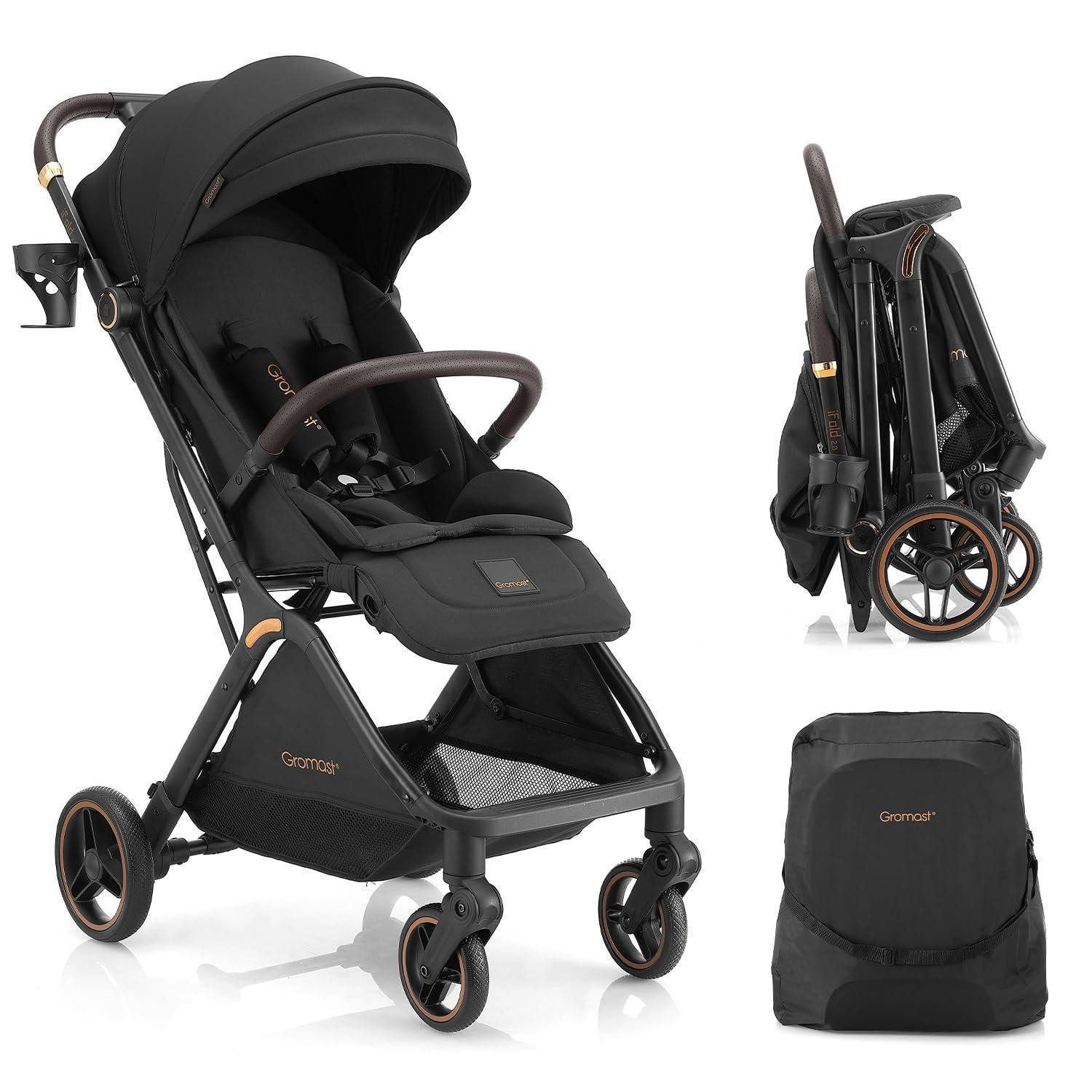 LuxusKollektion Kinder-Buggy Kinderwagen faltbar Buggy Rückenlehne Sonnendach UV Schutz Schwarz