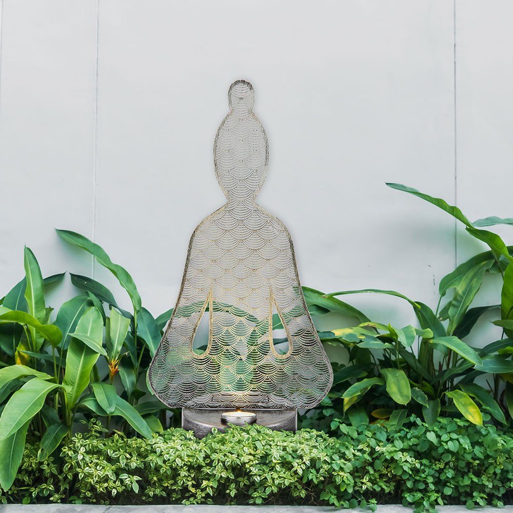 für LED etc-shop Solarleuchte, Solarlampen Deko Garten LED-Leuchtmittel Warmweiß, draußen verbaut, Solar fest Figuren außen Buddha