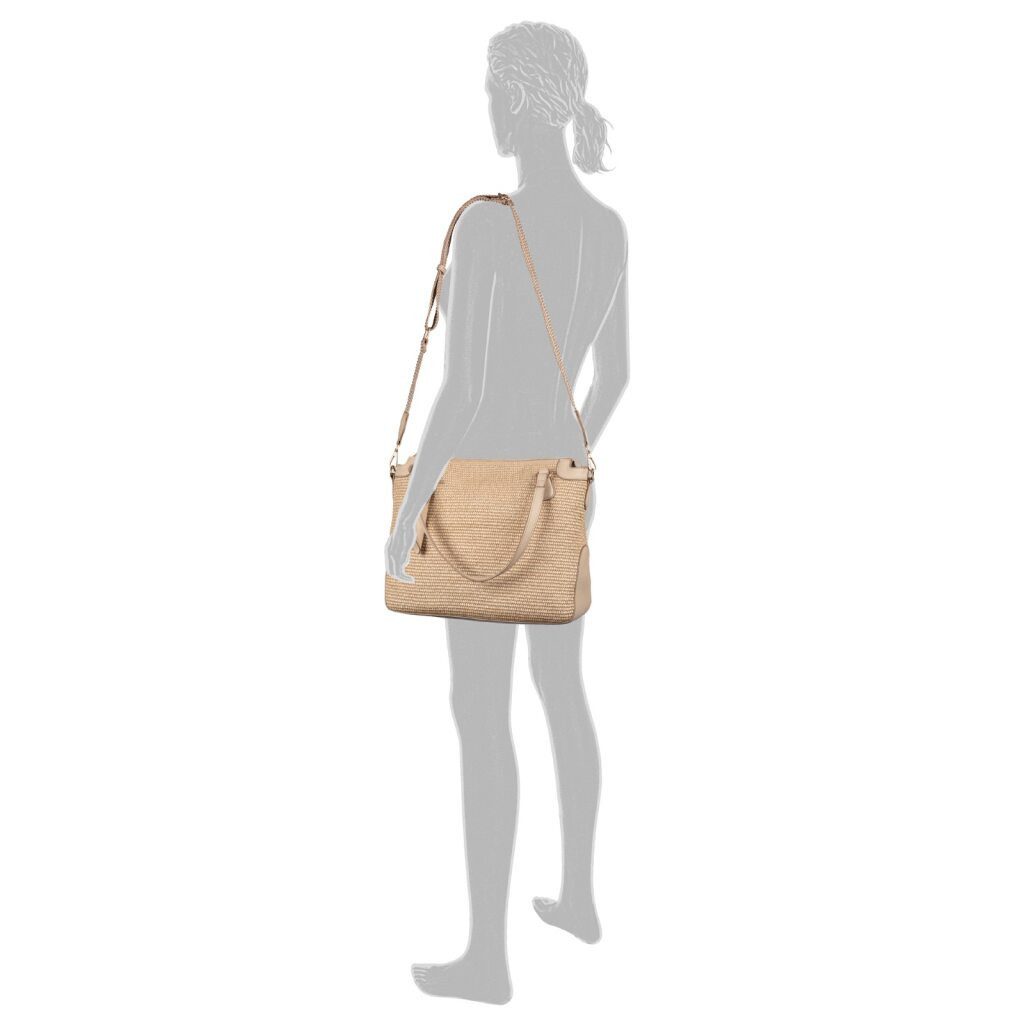 Gabor Shopper Ophelio (Set, 2 Schultergurte: 1 Gewebeband, 1 aus hochwertigem Kunstleder), Damen Umhängetasche, Schultertasche mit floralem Anhänger