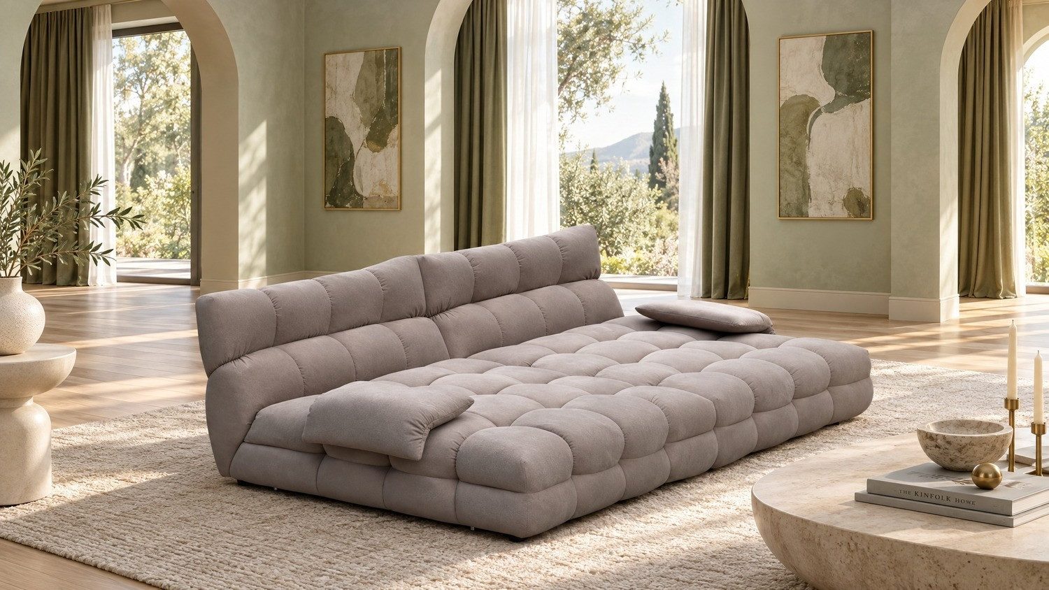 KAWOLA Big-Sofa AMIA, Big Sofa Stoff taupe