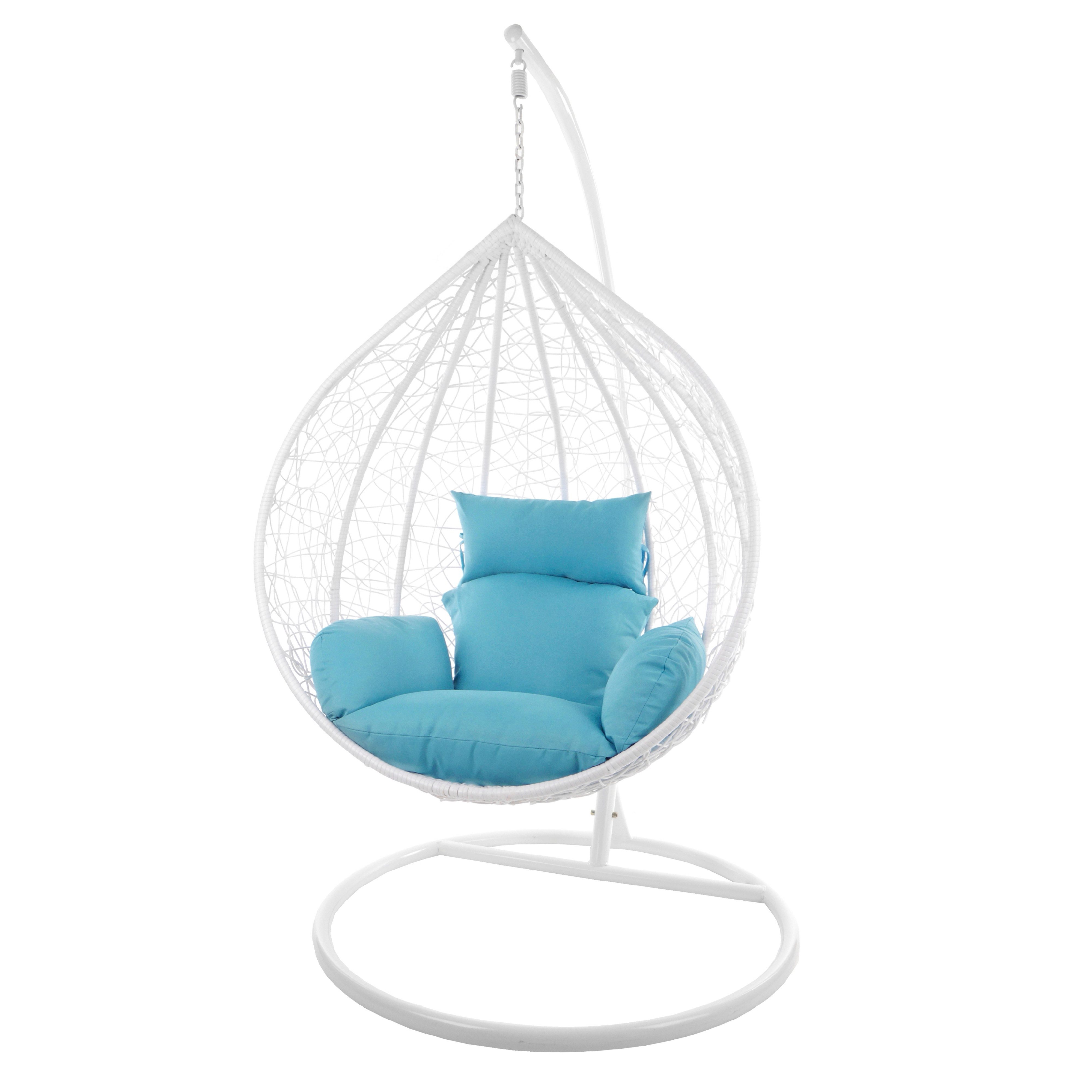 KIDEO Hängesessel Hängesessel Korbsessel MANACOR weiß, inklusive Gestell und Kissen