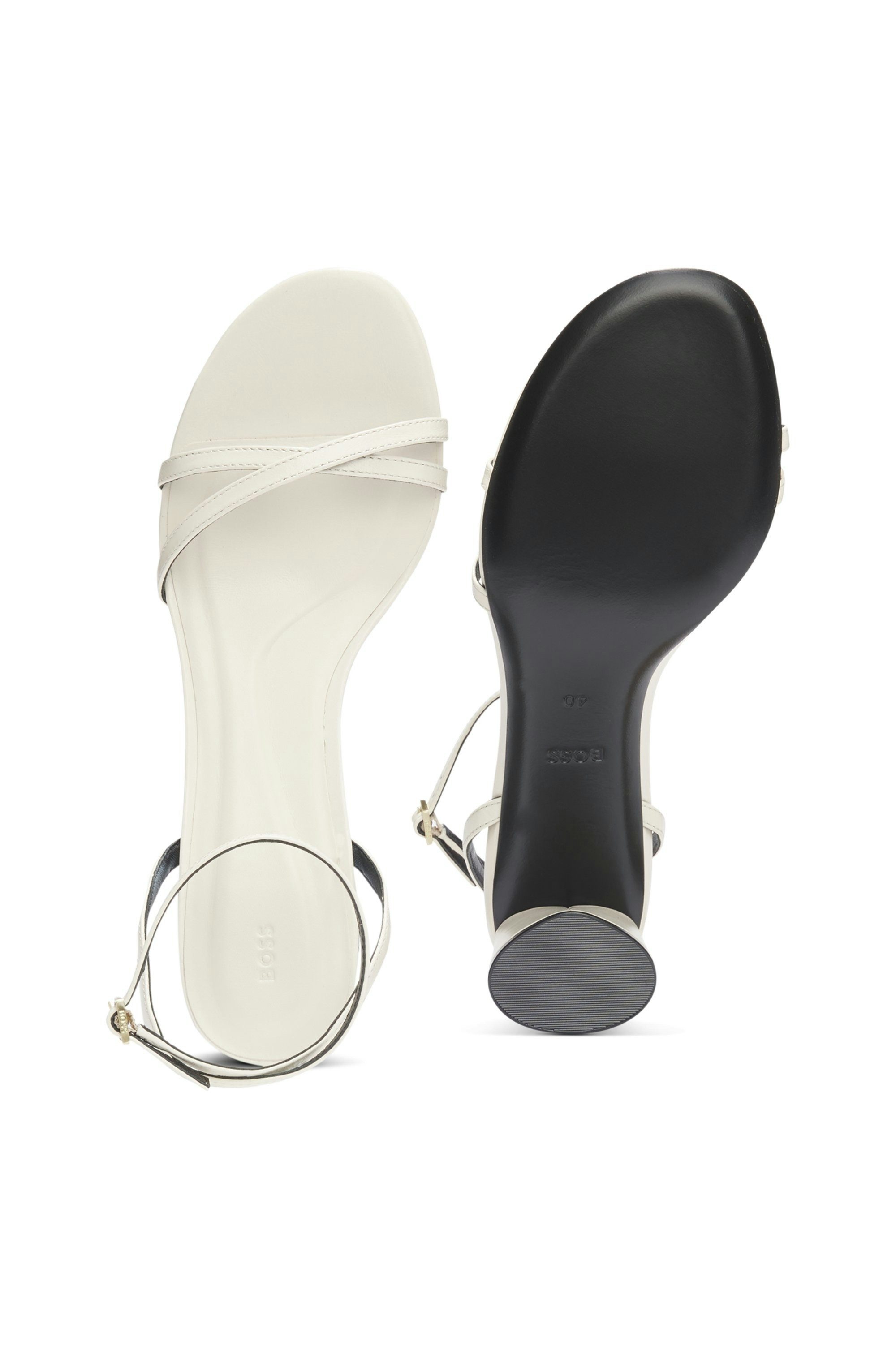 BOSS Sandalette Blockabsatz, Riemchensandale, Sommerschuh, mit feinen Riemchen