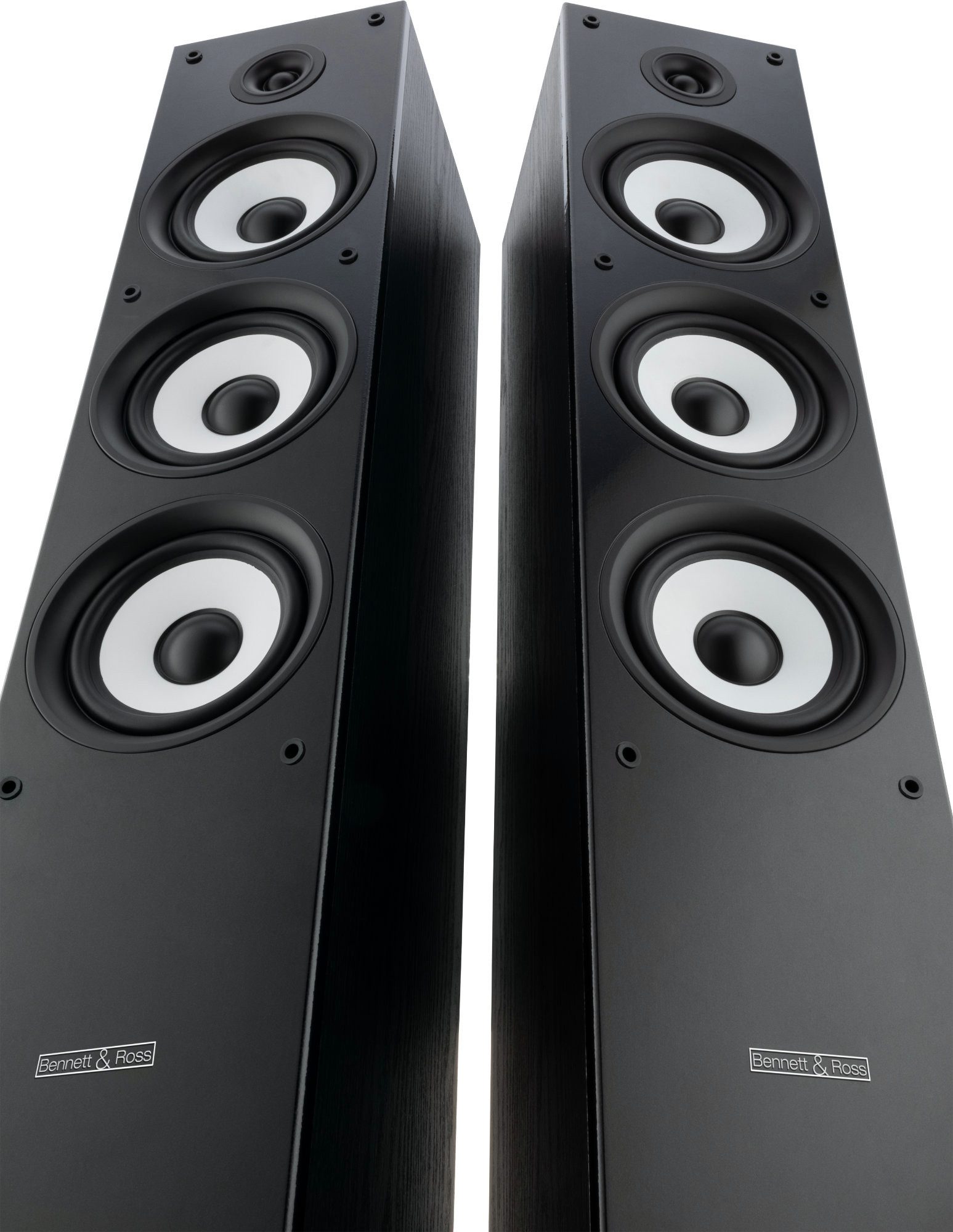 Bennett & Ross Ultrasphere 3-Wege HiFi Boxen Paar, schwarz Stand-Lautsprecher (400 W, mit Bassreflex-Konstruktion, Maserung in Holzoptik, schwarz) – Bild 5 von 5