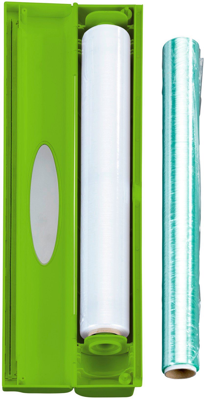 hellgrün Folienspender mit WENKO Perfect-Cutter, Sichtfenster