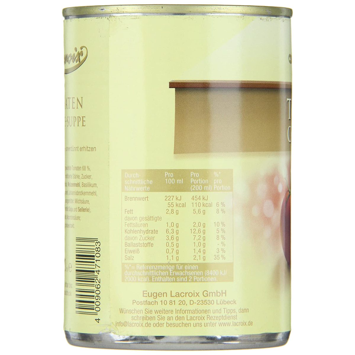 Lacroix Fertiggericht, Lacroix Tomaten Cremesuppe fruchtig tomatig tafelfertig 400ml