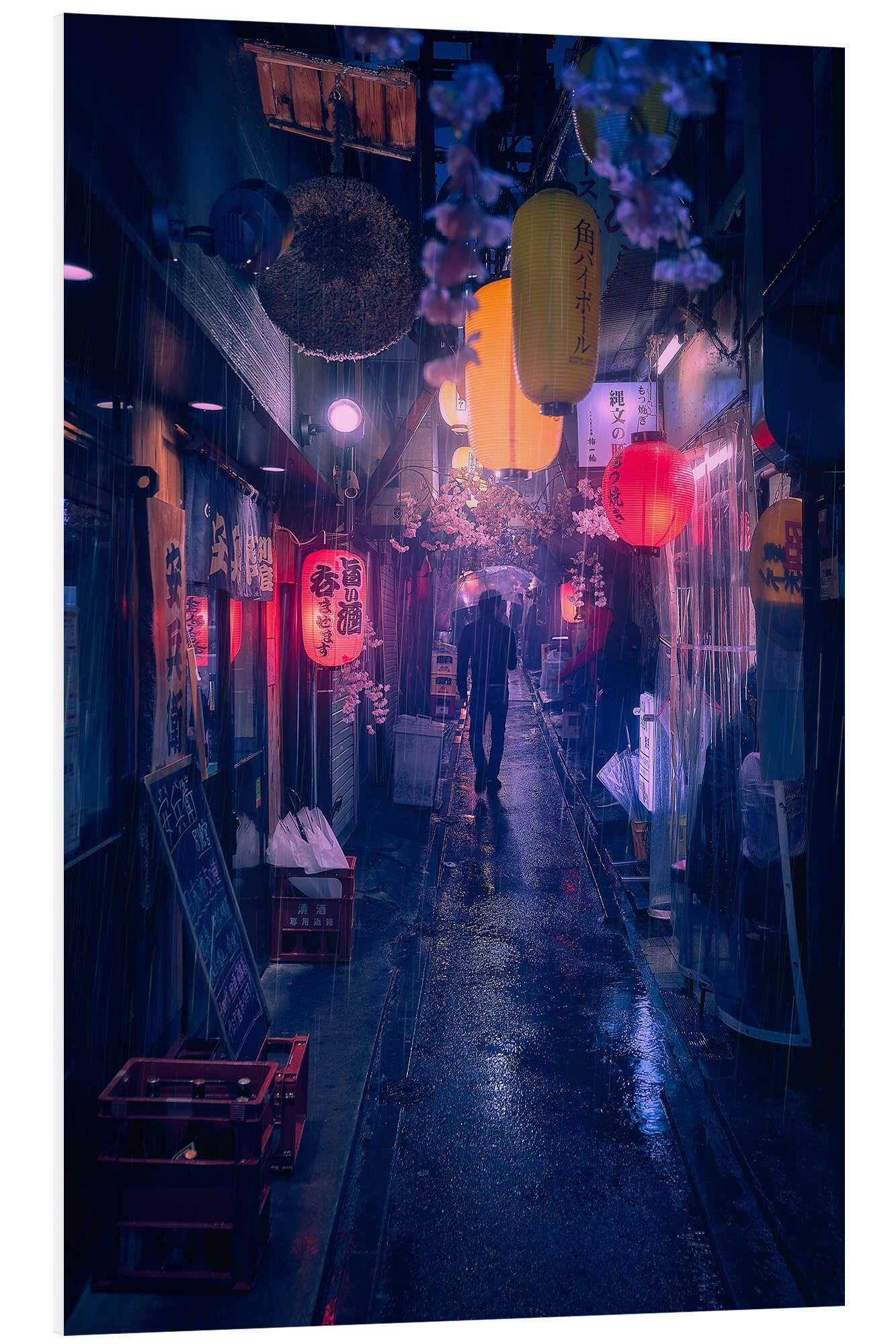 Posterlounge Forex-Bild Javier De La, Blauer Regen in Tokio, Wohnzimmer Fotografie