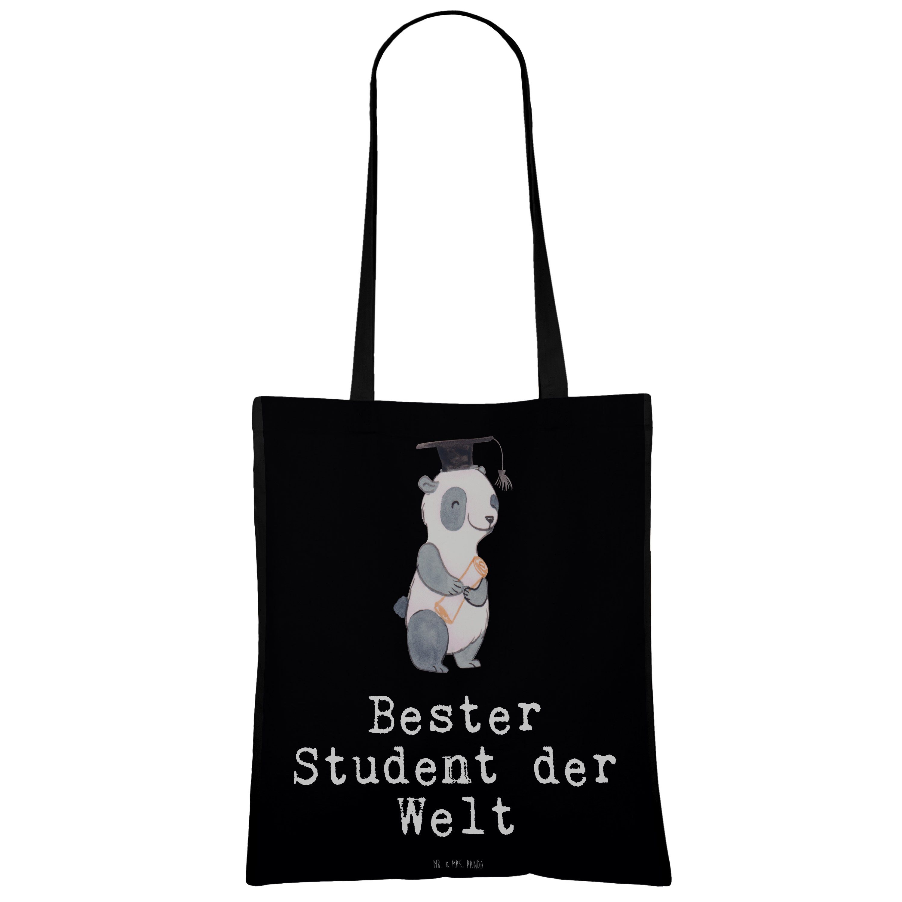 Mrs. S Tragetasche Einkaufstasche, (1-tlg) - Panda - & Student Bester Panda Mr. Welt der Schwarz Geschenk,