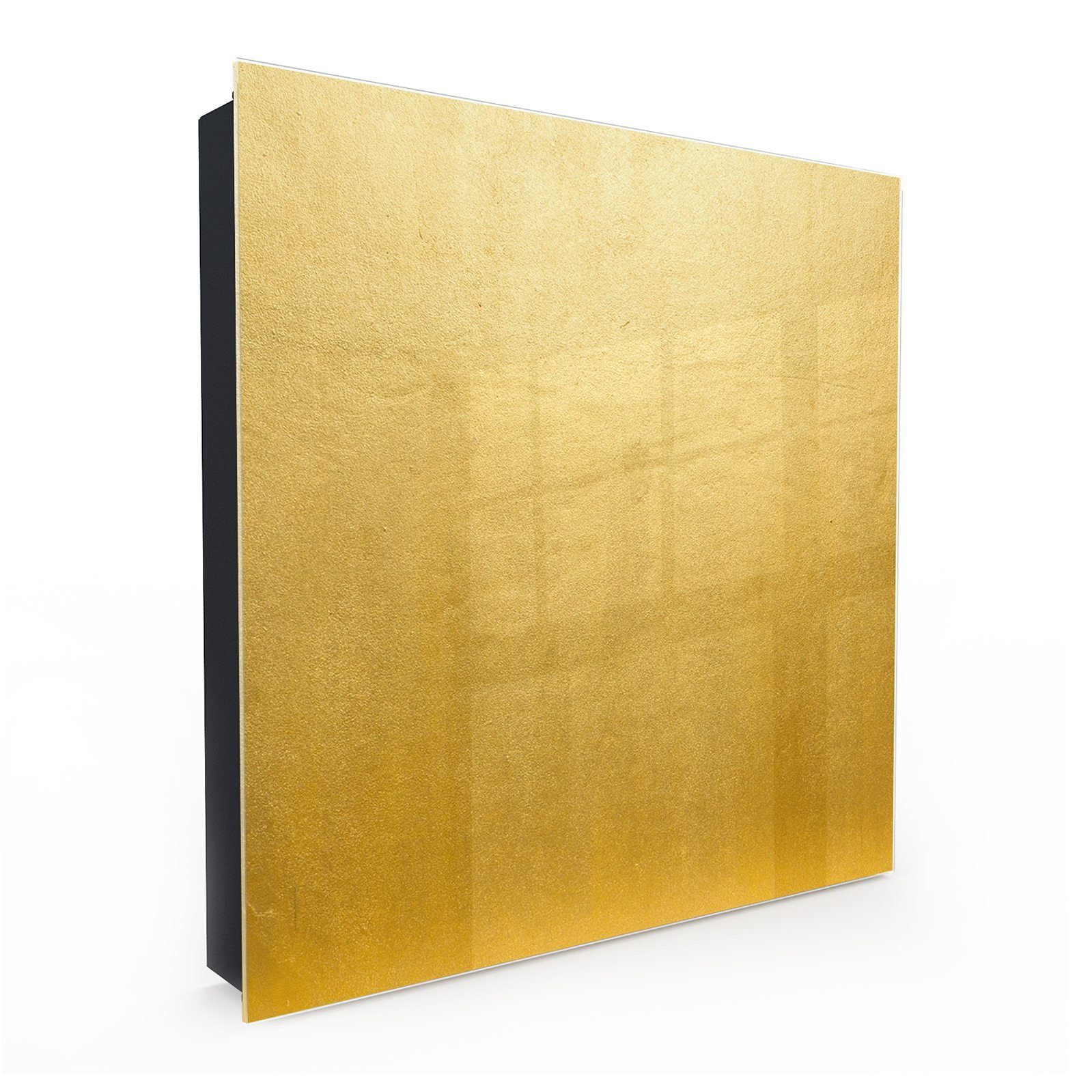 Primedeco Schlüsselkasten Magnetpinnwand und Memoboard mit Glasfront Motiv Betonstruktur in gold (1 St)