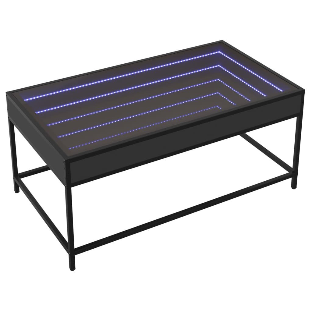 vidaXL Couchtisch Couchtisch mit Infinity-LED Schwarz 90x50x41 cm (1-St)