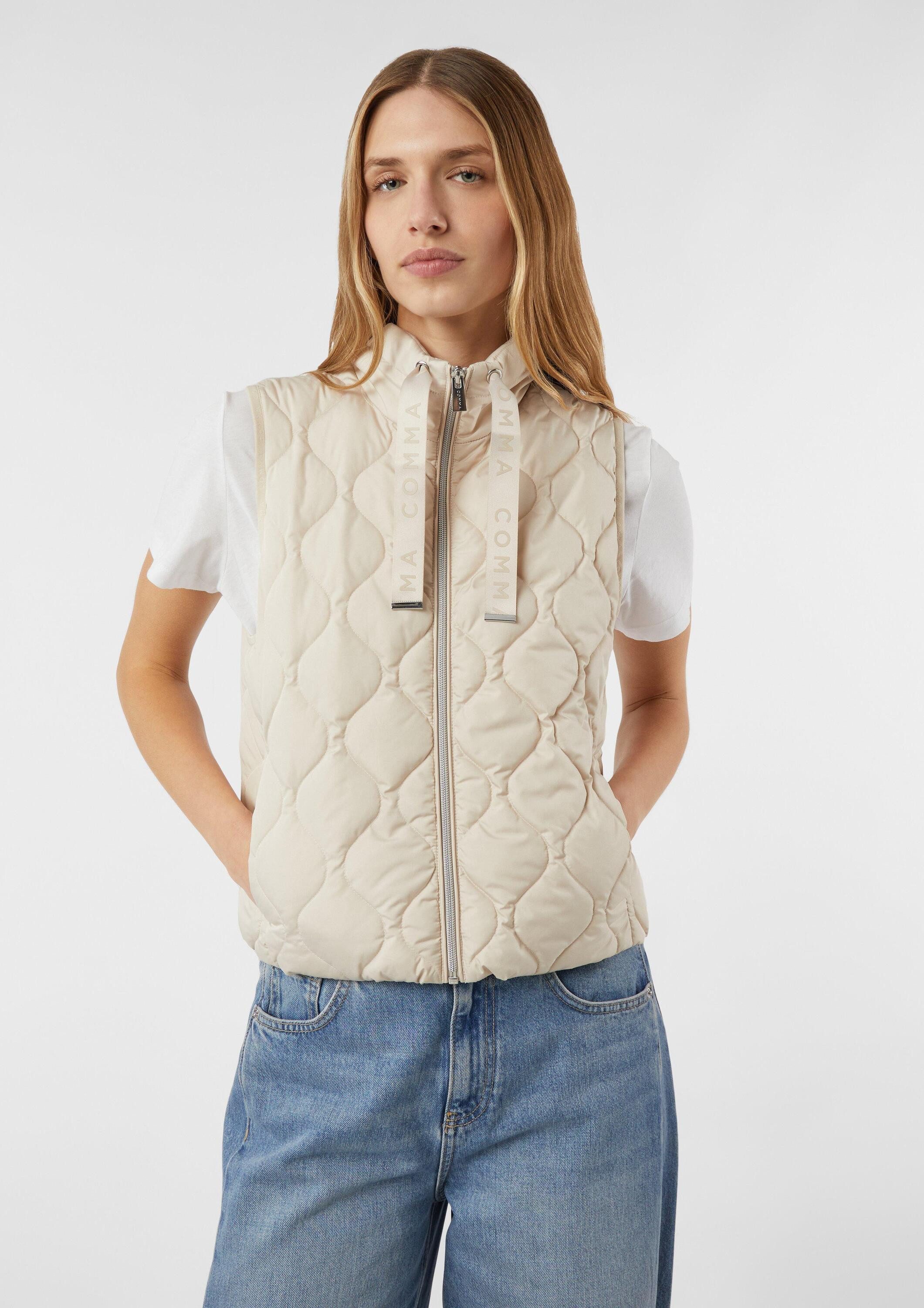 comma Outdoorjacke Outdoor-Weste Wattierte Steppweste mit Logo-Detail
