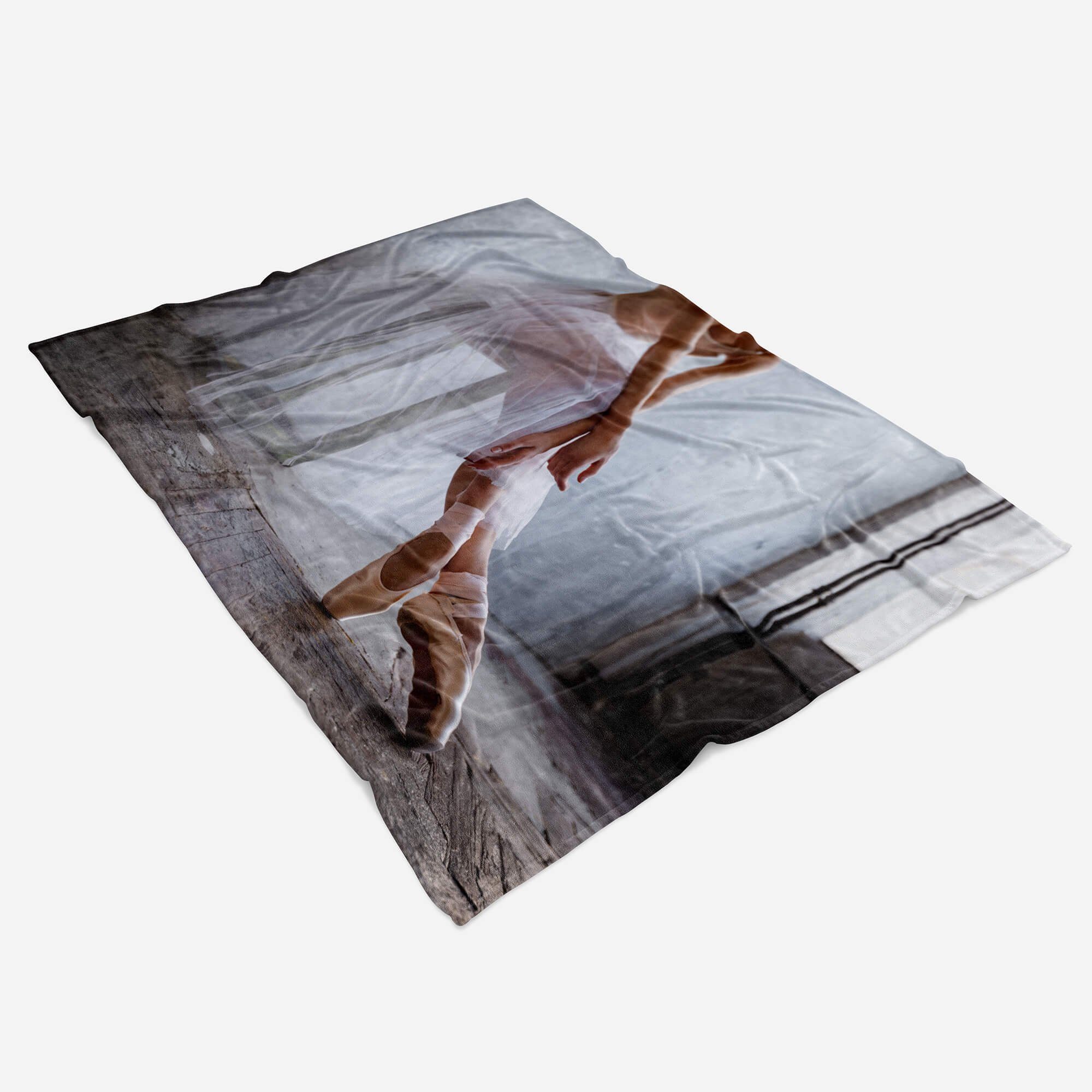 Handtuch (1-St), Baumwolle-Polyester-Mix Strandhandtuch Fotomotiv Sinus mit Kuscheldecke Handtücher schöne Saunatuch Art Handtuch F, Ballerina