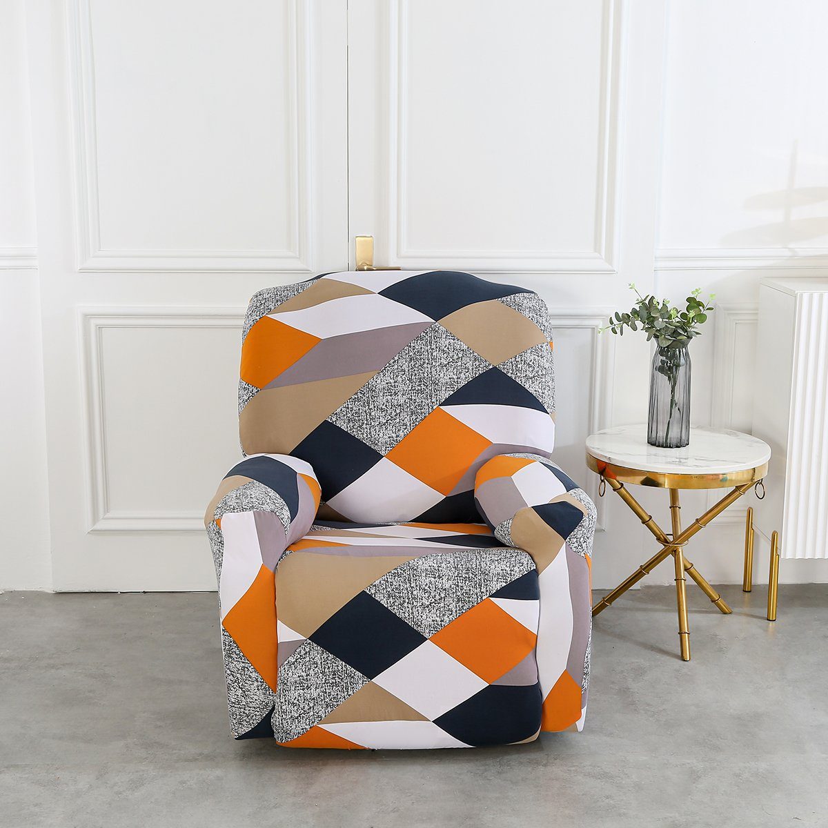 Elasthan,Bedruckter,Geometrische Muster,Home Rosnek Deko, #5Orange Sofahusse Elastisch