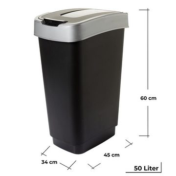 Centi Mülleimer 2 Mülleimer Abfalleimer mit Schwingdeckel, je ca 50 l, Mülleimer, je ca 50 l, 56 * 29 * 39 aus recyceltem Kunststoff