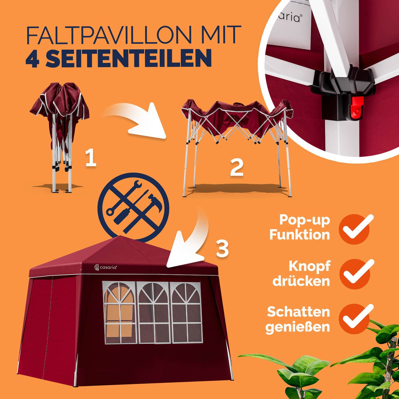Casaria Pavillon, 300x300 cm Pavillon Set günstig online kaufen