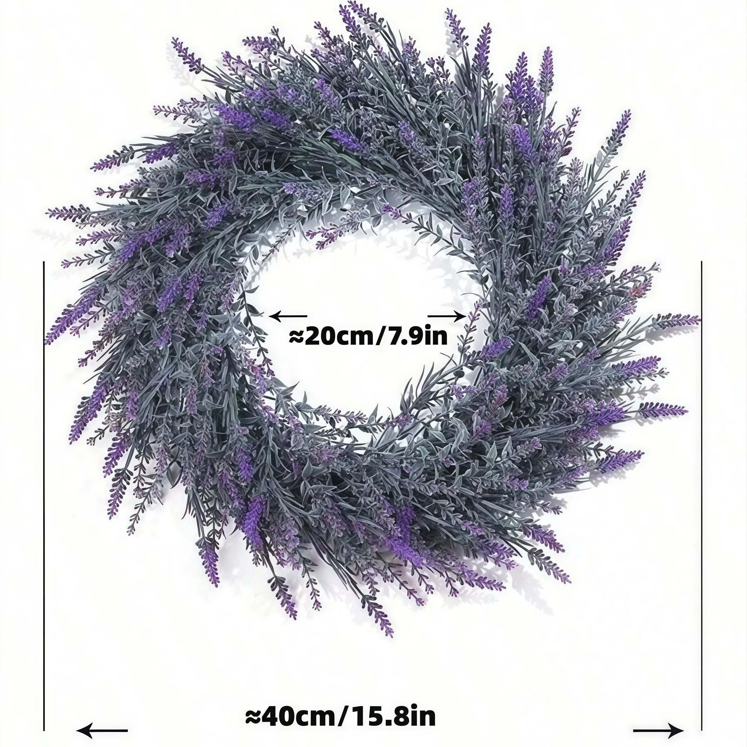 FOUORTUNATE-BEE Dekokranz 40cm Künstlicher Lavendelkranz in Lila, Frühlings- & Sommerkranz für Hochzeit und Fenster