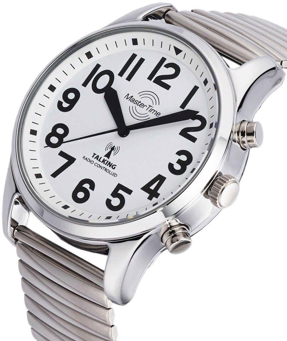 MASTER TIME Funkuhr Sprechende Funkuhr MTGA-10691-61M, Armbanduhr, Quarzuhr, Herrenuhr, Flexband, Zugband