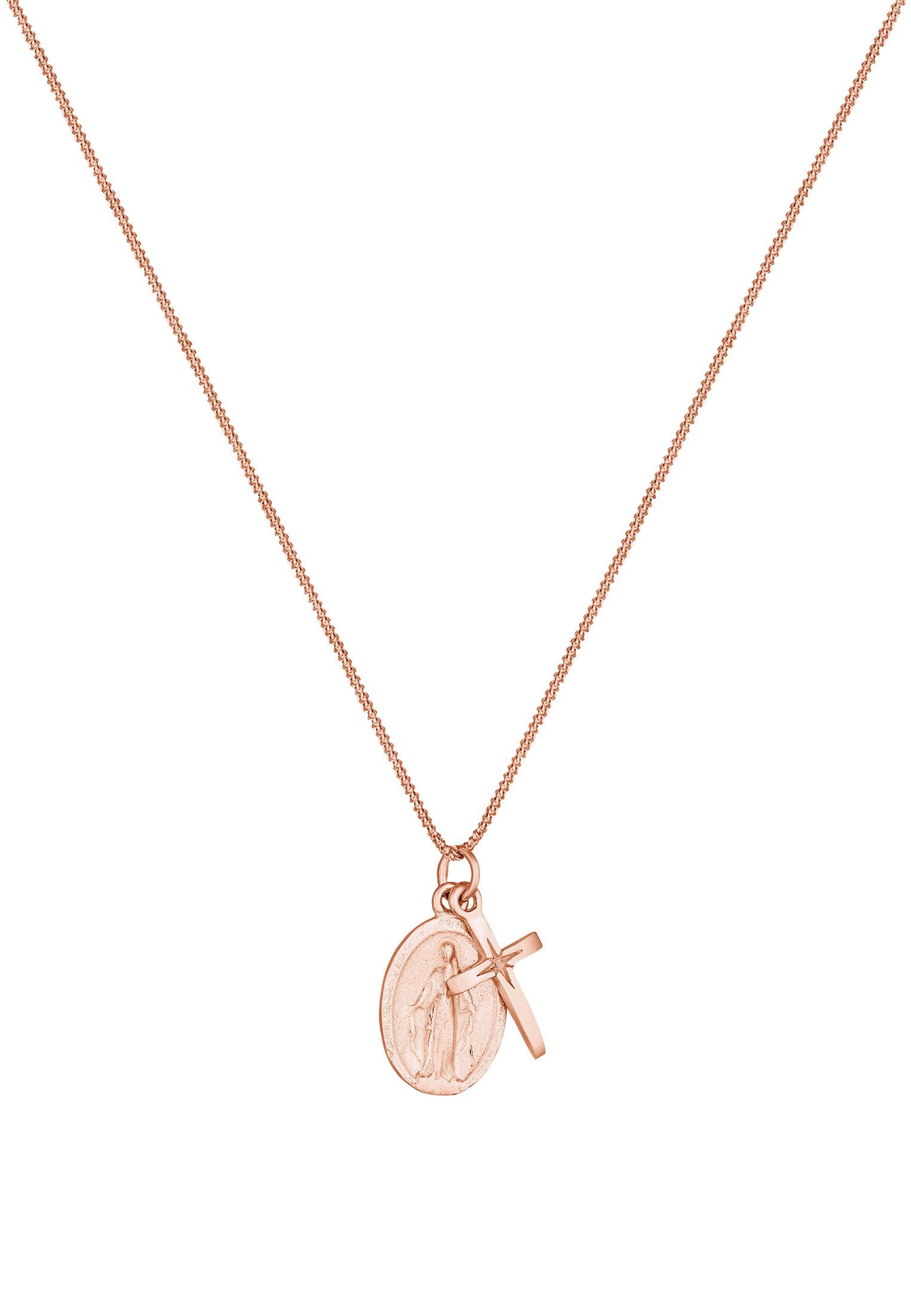 Elli Kette mit Anhänger Kreuz Marienbild Glaube Religion 925 Silber, Kreuz günstig online kaufen