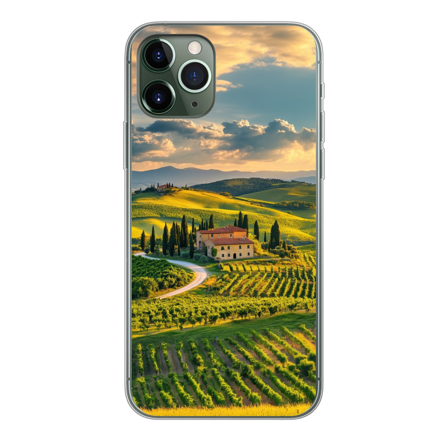 MuchoWow Handyhülle für Apple iPhone 11 Pro Toskana - Landschaft - Weinberge, Smartphone-Bumper, Print, Handy Schutzhülle Dünn