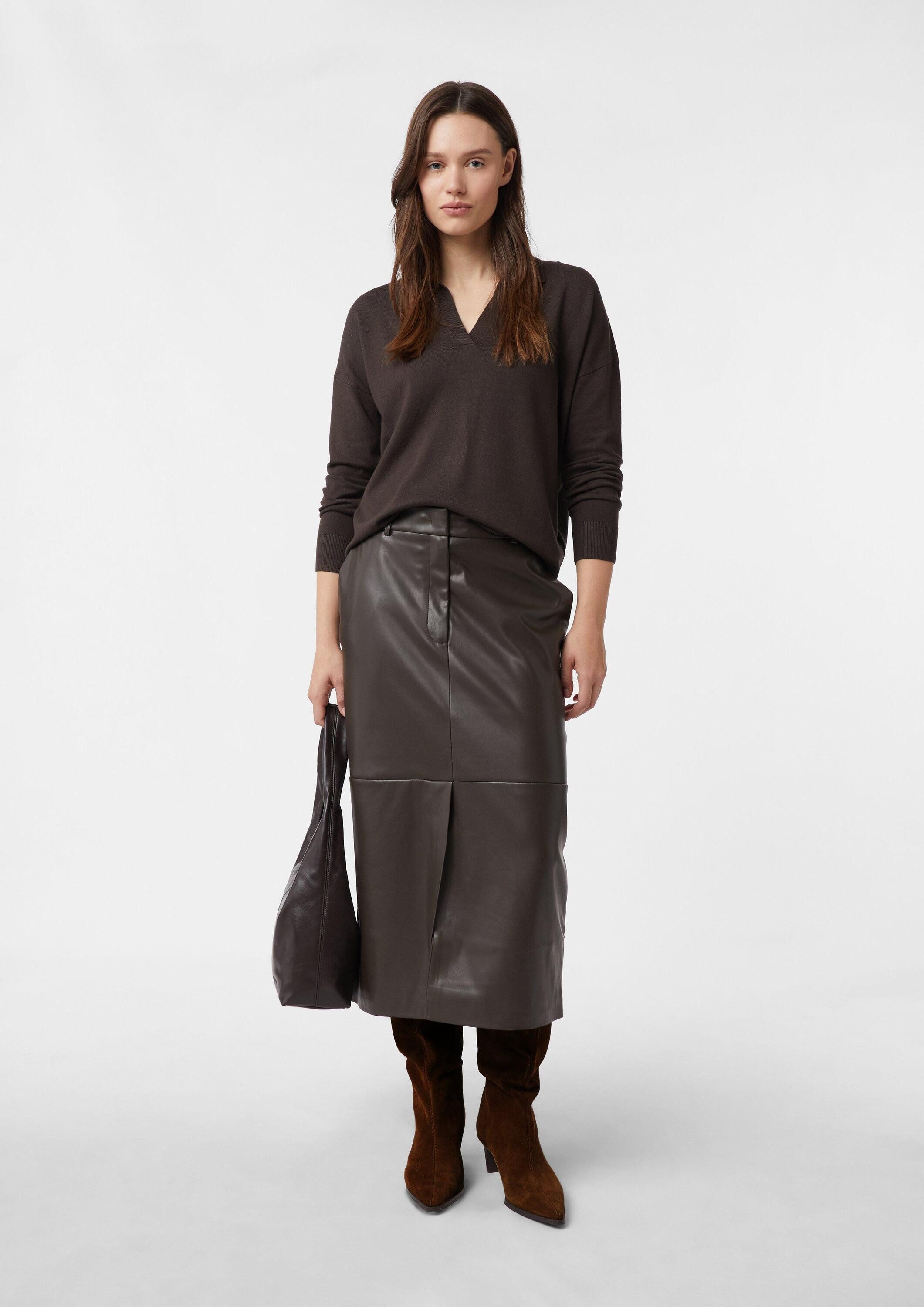 comma Midirock Rock Midi-Rock in Glattleder-Optik günstig online kaufen