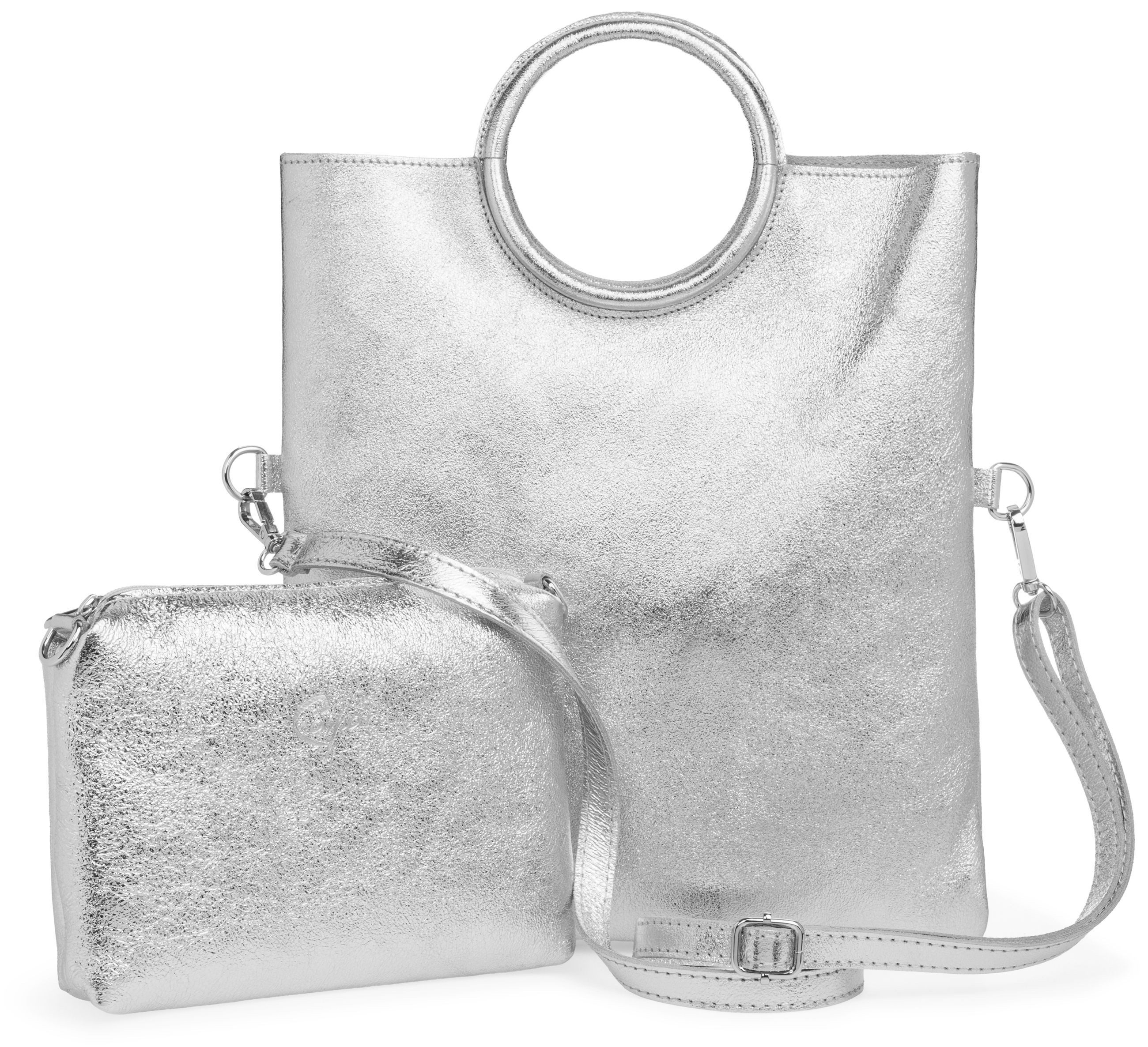 Umhängetasche 2in1 leder Set Handtasche Crossbody Bag - CLASSIC LINE - Modell No.836