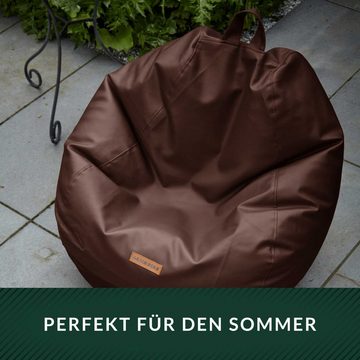 Green Bean Sitzsack aus Kunstleder mit Füllmaterial (EPS Perlen) in 3 Farben (Indoor und Outdoor, abwaschbarer Oberfläche), Bean Bag Sitzkissen Sitzpuff Sitzsessel Bodenkissen Lounge