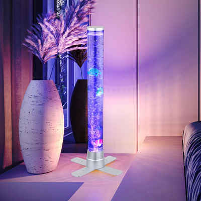 Globo LED Stehlampe, LED-Leuchtmittel fest verbaut, Farbwechsel, RGB LED Wassersäule Farbwechsel Sprudelsäule Fische Wassersprudelsäule