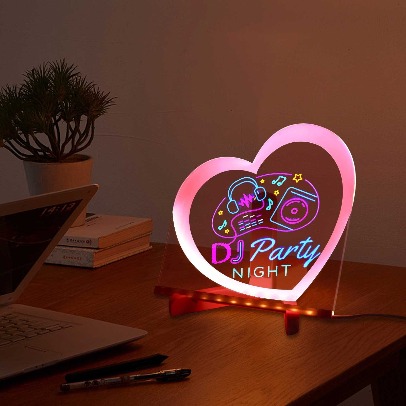 Rosnek LED Dekolicht Geburtstag Ständer, USB, mit Schlafzimmer für löschbar, Zeichentafel, Acryl, LED Nachtlicht, Geschenk leuchtende Nachrichtentafel
