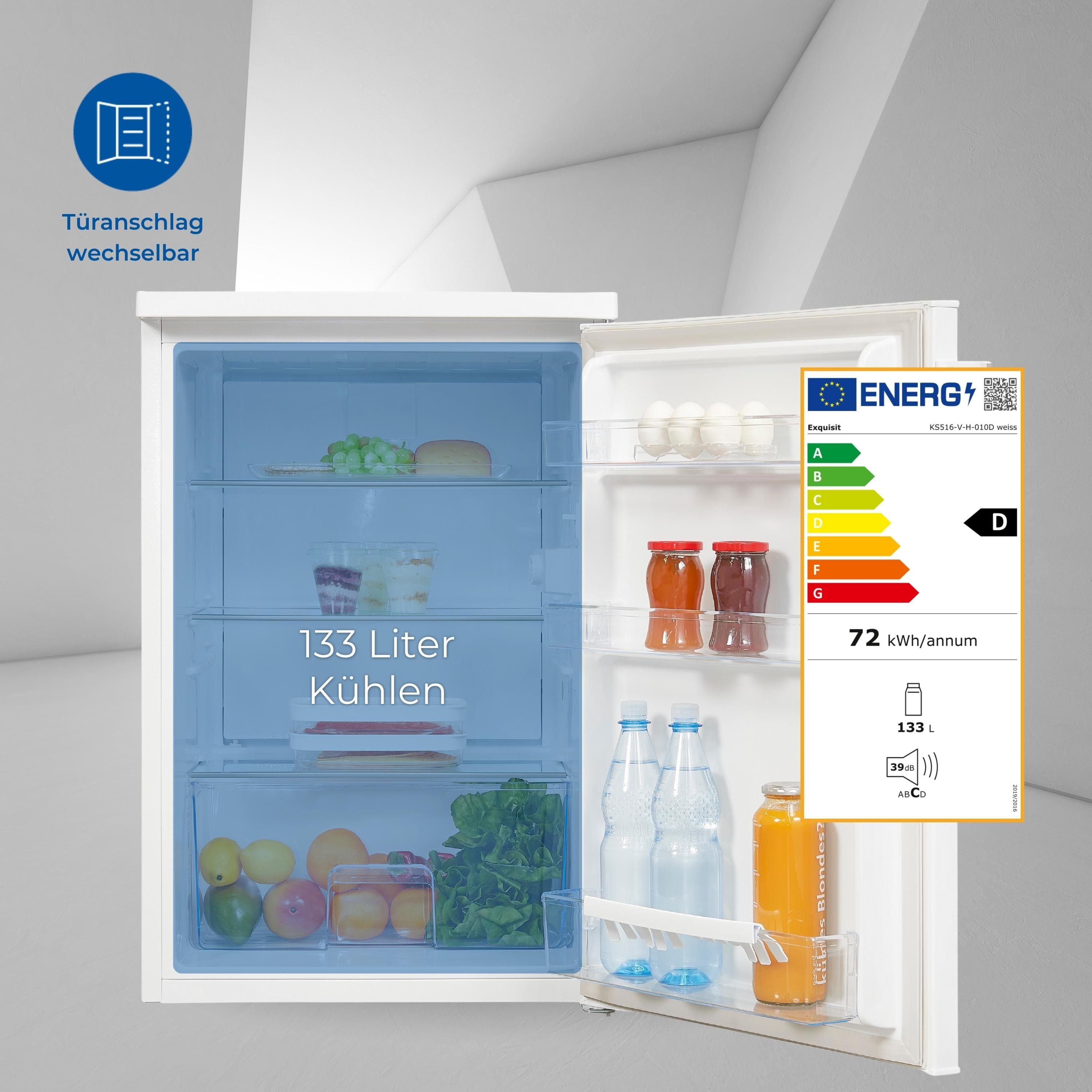 exquisit Vollraumkühlschrank KS516-V-H-010D, 85 cm hoch, 56 cm breit, für  kleine Haushalte oder als Zweitkühlschrank