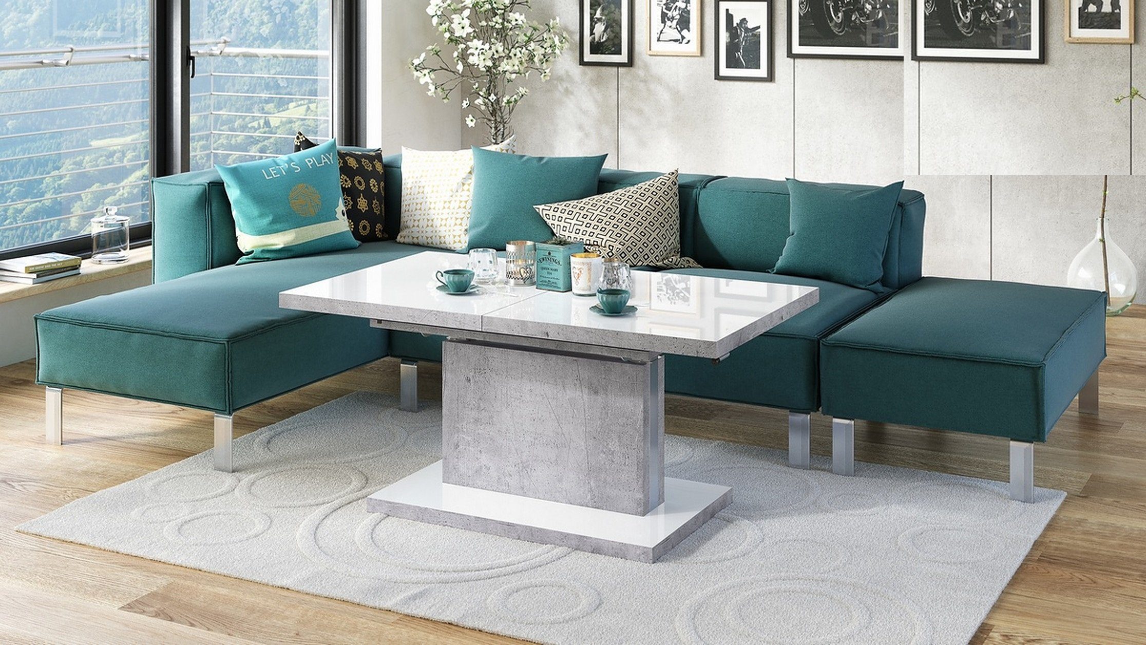 Mazzoni Couchtisch Aston Weiß Hochglanz / günstig online kaufen