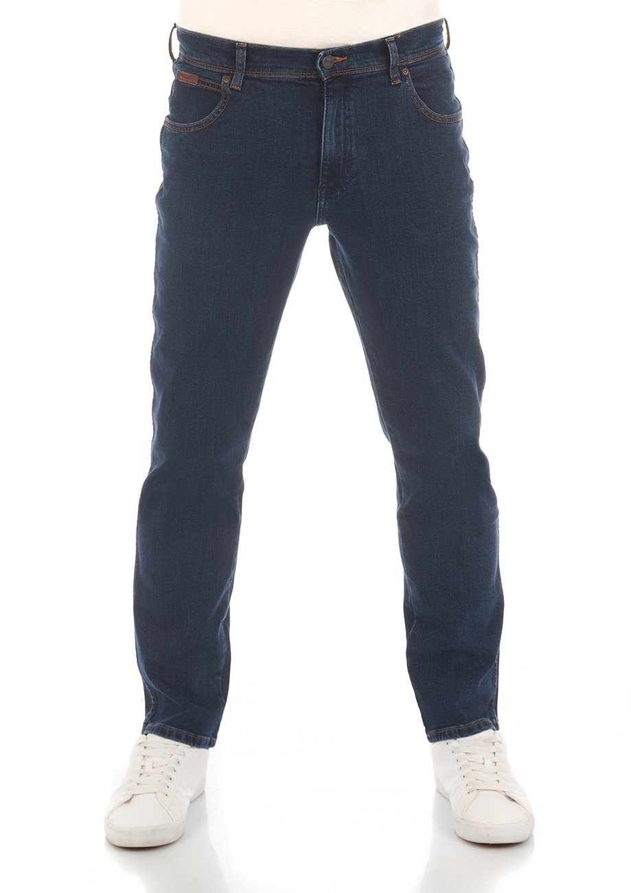 Wrangler Slim-fit-Jeans Herren Jeanshose Texas Slim Fit Denim Hose mit Stretch Blue Chip (W12SLQ46A)