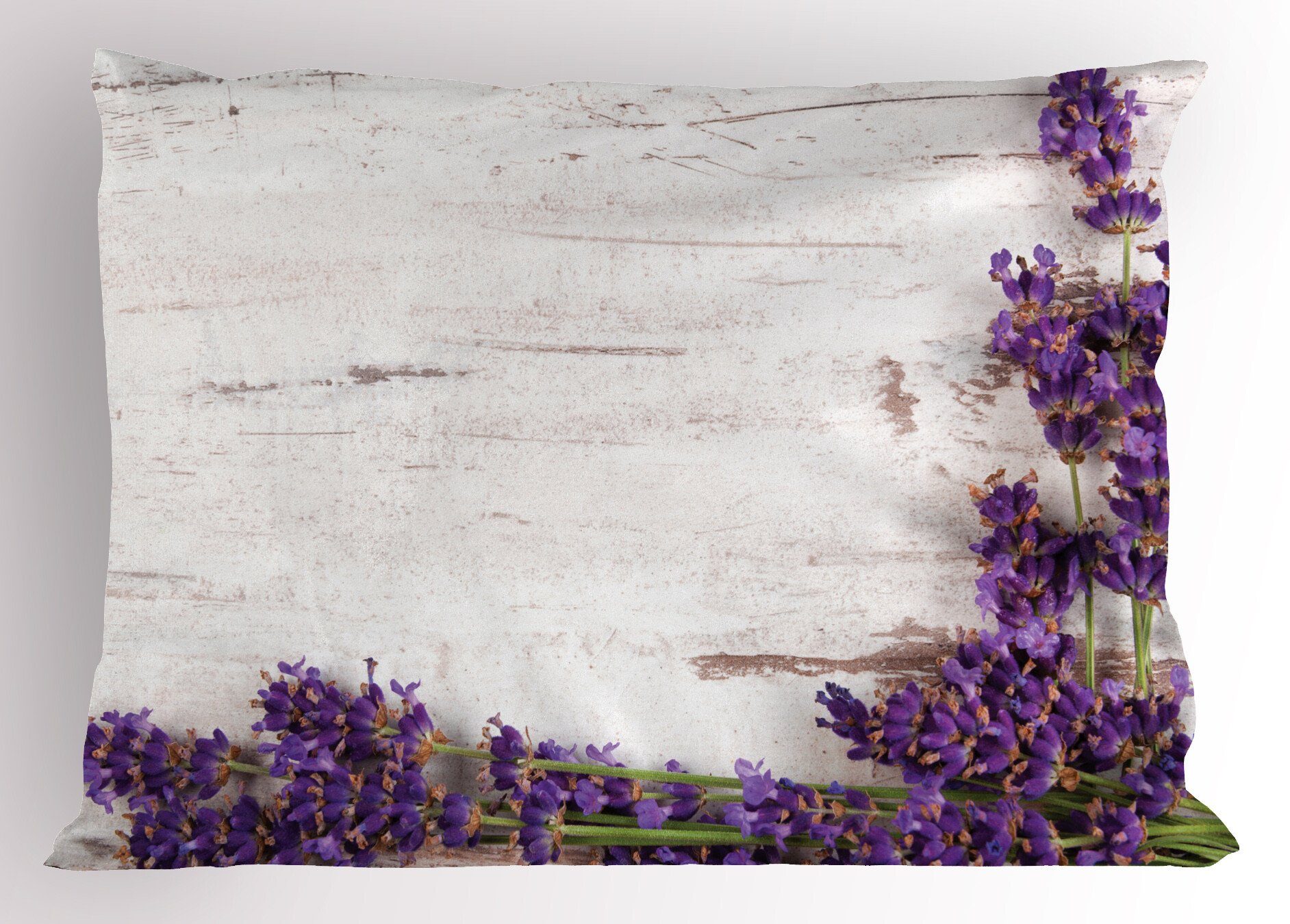 Kissenbezüge Dekorativer Kopfkissenbezug, Holz Lavendel-Blumen-Tabelle rustikales (1 Queen Abakuhaus Stück), Size Gedruckter