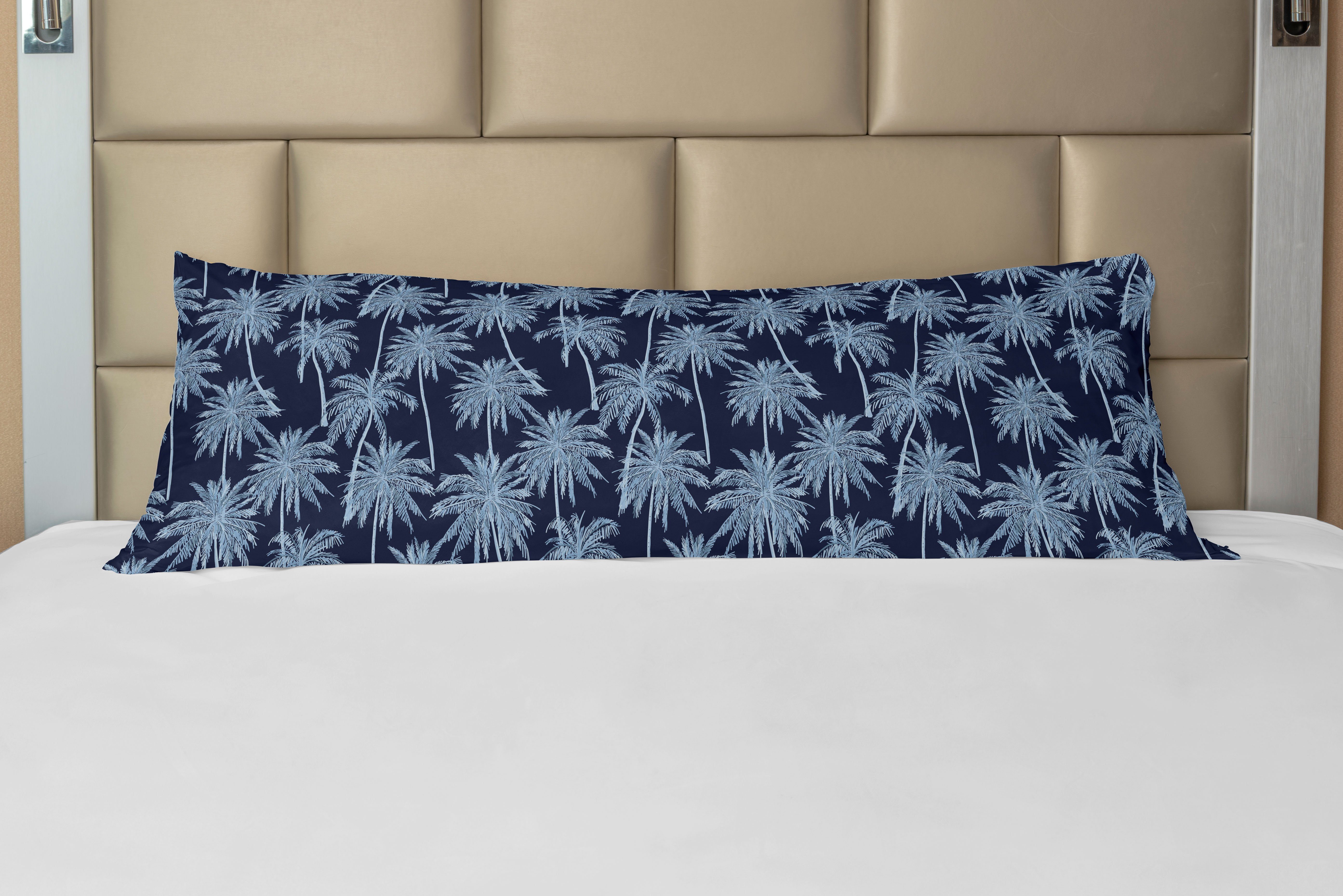 Kissenbezug, Zusammensetzung Deko-Akzent Abakuhaus, Langer Navy Seitenschläferkissenbezug Palmen blau