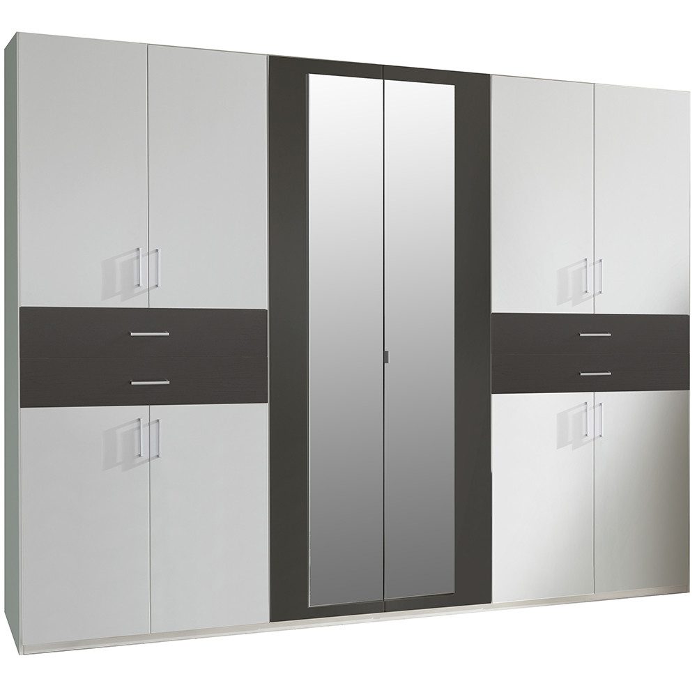 Lomadox Kleiderschrank TREVISO-43 Garderobenschrank Schlafzimmerschrank Schrank 270 cm breit modern weiß