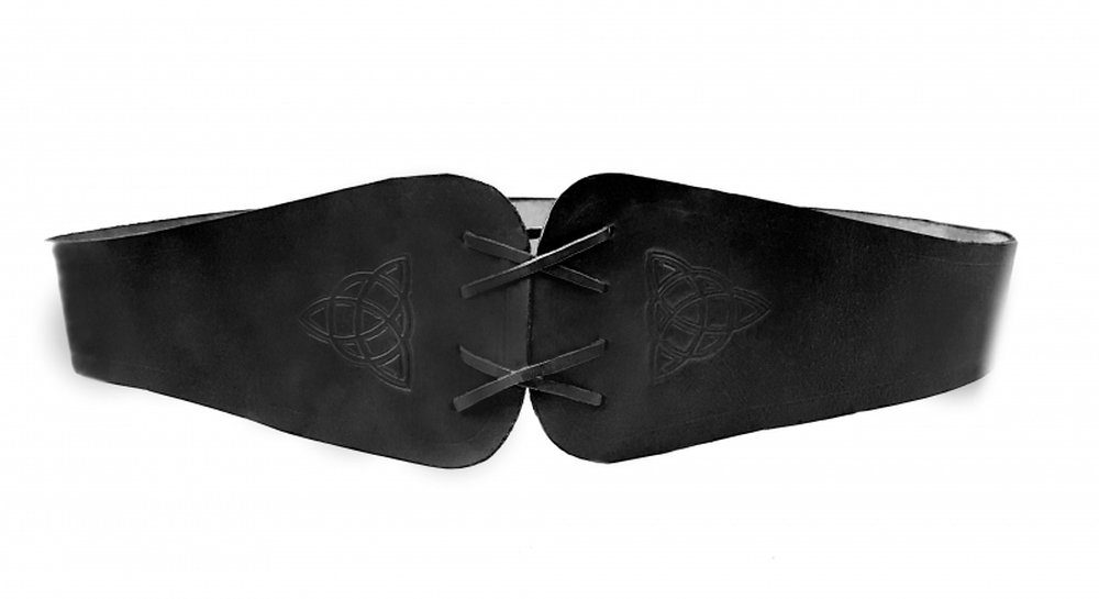 Leonardo Carbone Ritter-Kostüm Mieder-Gürtel aus Leder mit keltischer Knoten Prägung